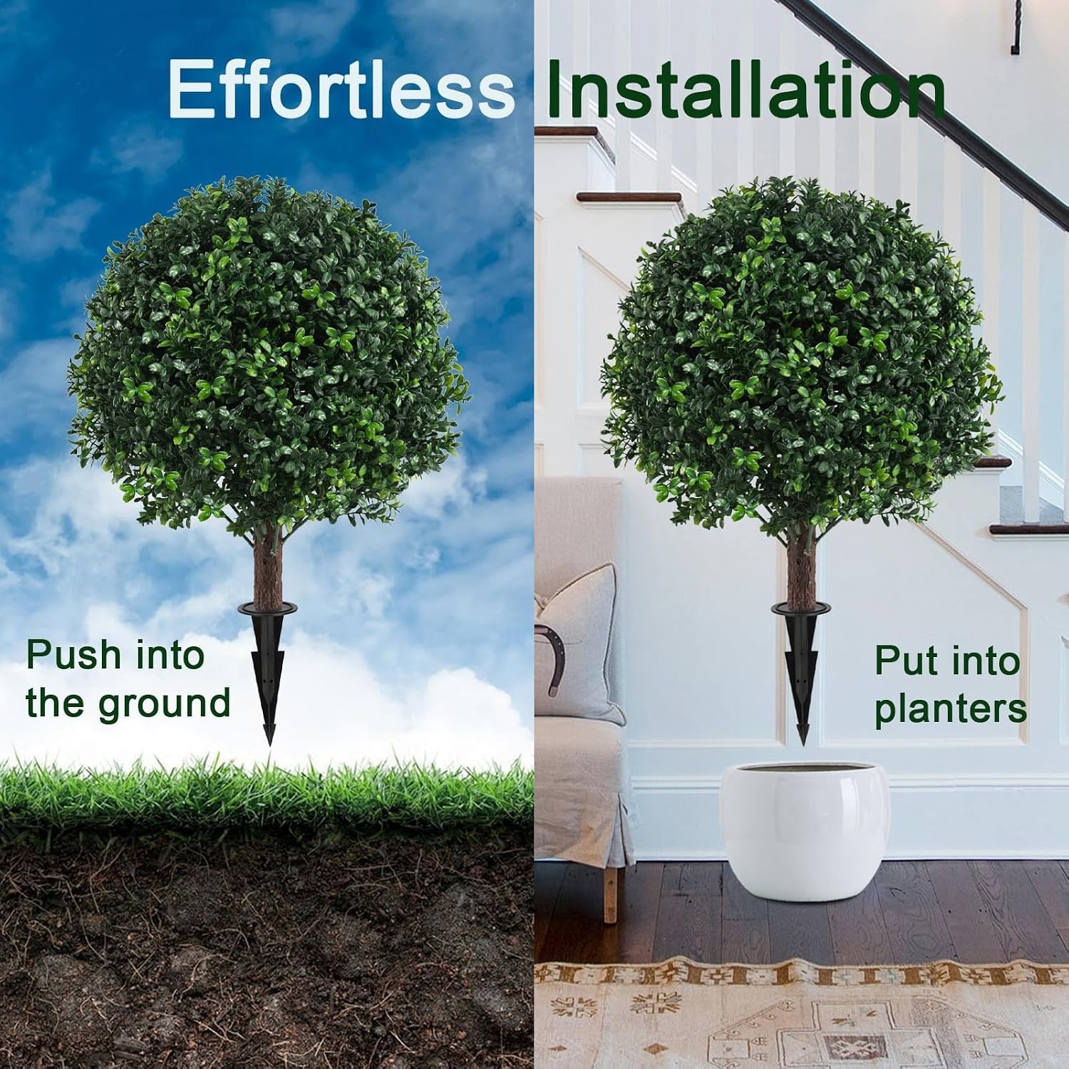 2 Pack UV Resistant Artificial Boxwood Plants Outdoor Topiary | Ultra Realist…