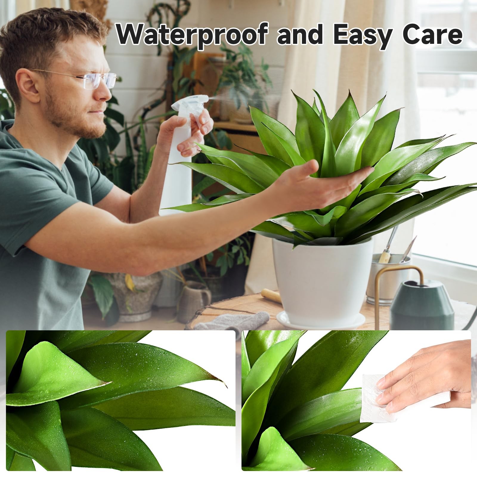 Best JUSTOYOU 28″ Artificial Agave Plants Outdoor Large Fake Faux Succulents for