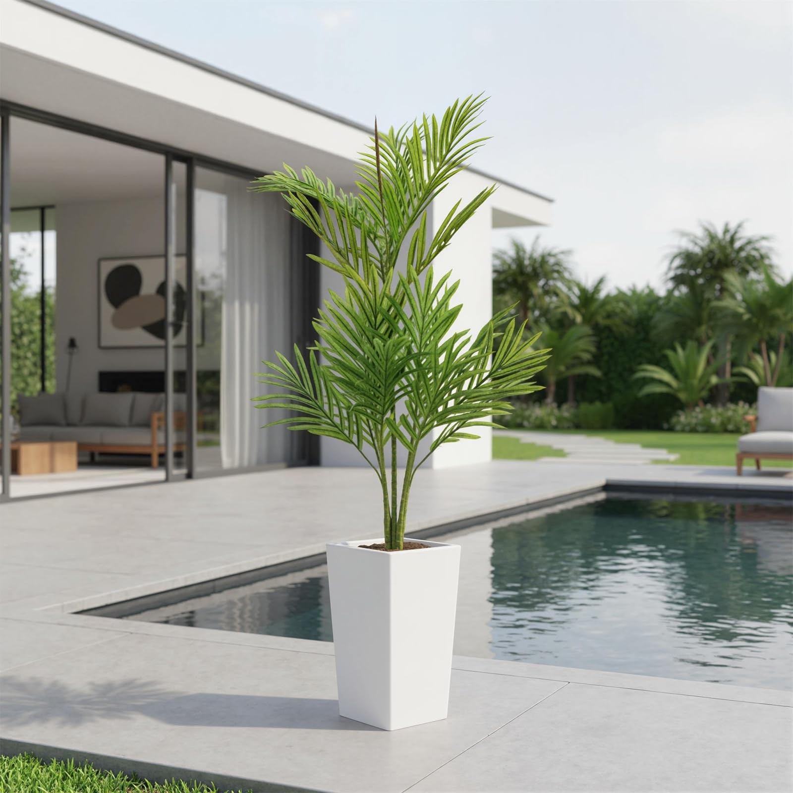 Tall Fake Palm Tree 4.5FT,Realistic Faux Areca Silk Floor Plant for Indoor Decor
