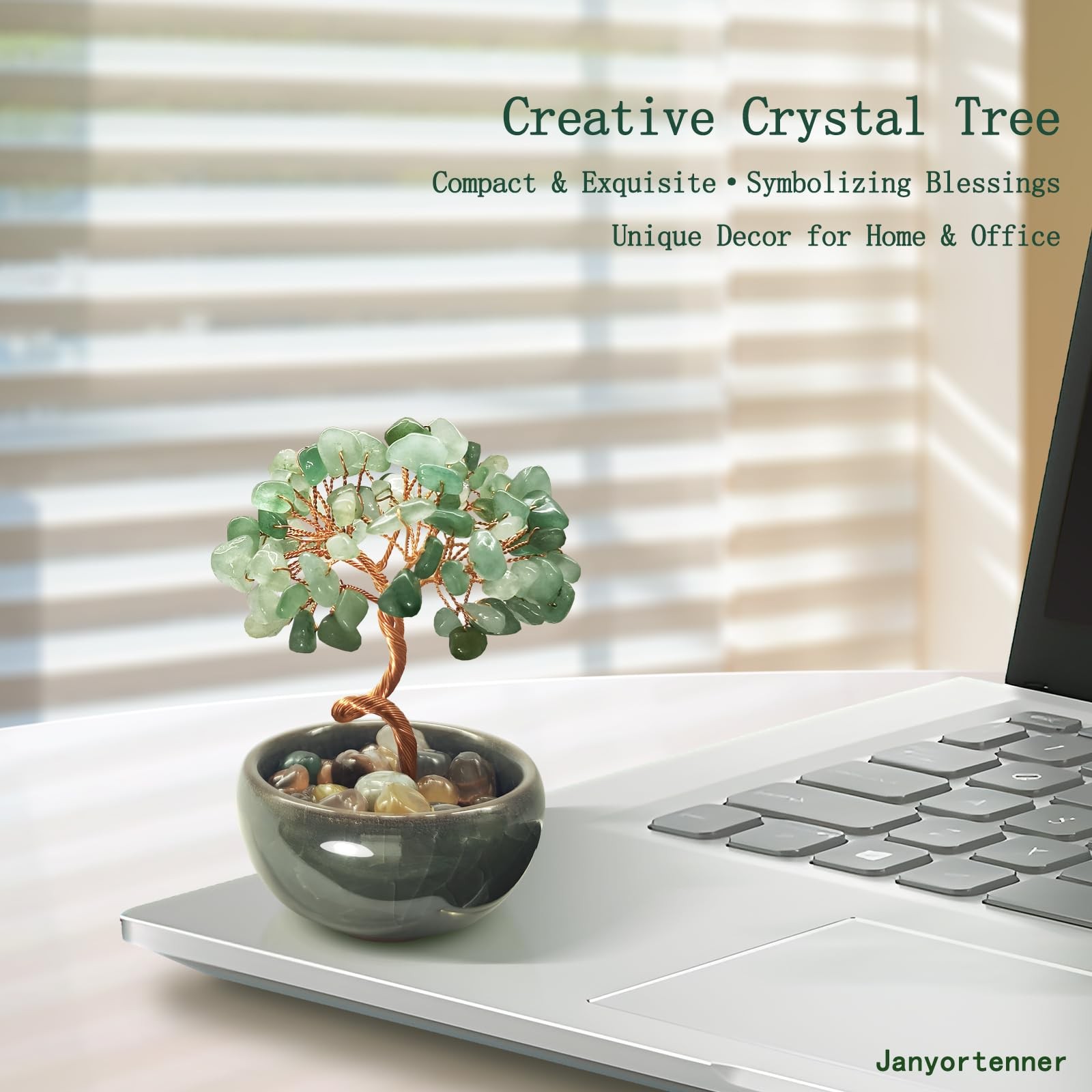 Green Aventurine Crystal Tree,Harmony Office Desk Home Decor,Vitality Gift wi…