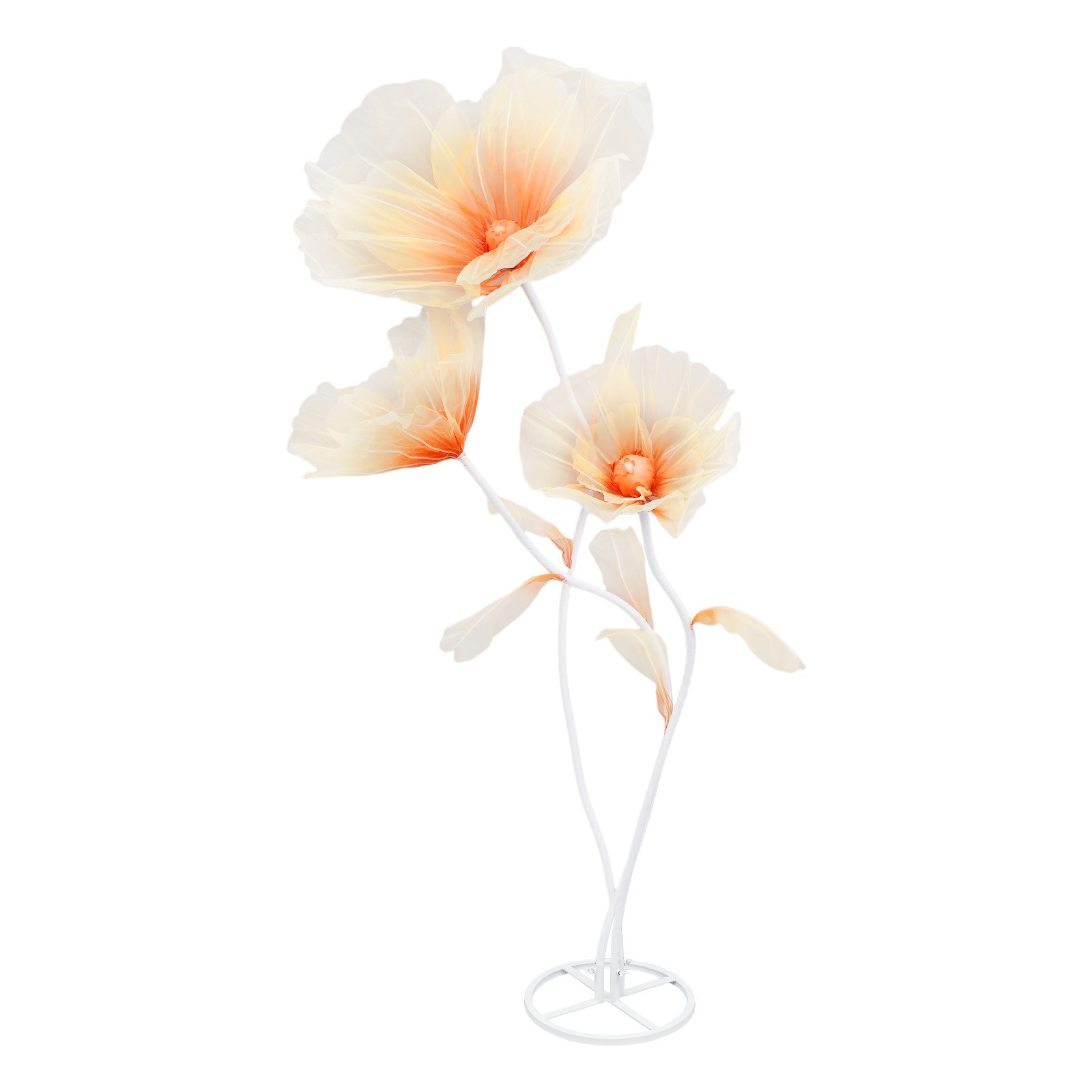 3-Head Giant Artificial Flower Decor,Floor Standing Adjustable Artificial Flower