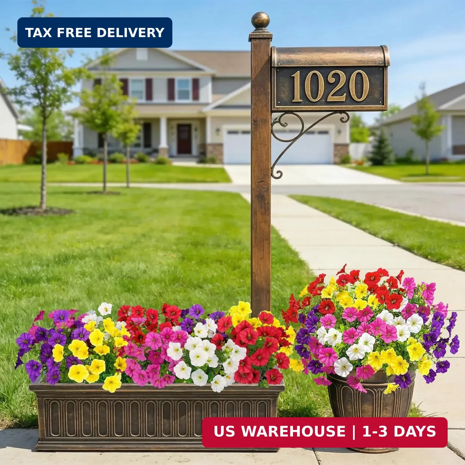 20 Bundles Artificial Flowers for Outdoors, Fake Flower UV Resistant Silk Mornin