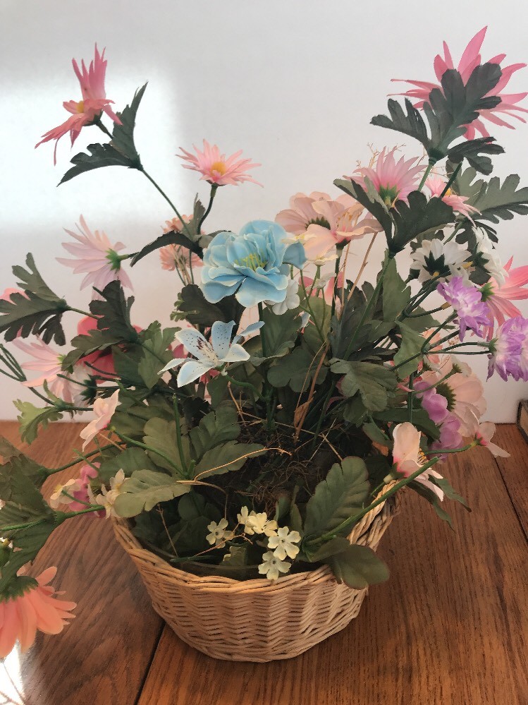 VERY LARGE Wisteria Basket Pink White Orchids Silk Flower Arrangement Ship N 24h