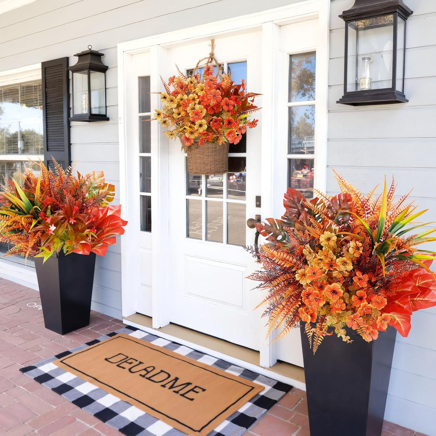 20 Bundles Artificial Fall Flowers for Outdoor Decoration, Fake Plants Faux Mums
