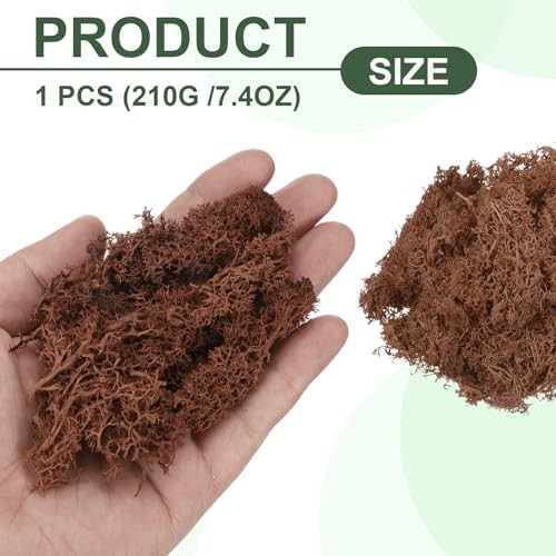 7.4oz Preserved Reindeer Moss, Coffee Brown Decorative Artificial Fake Moss for