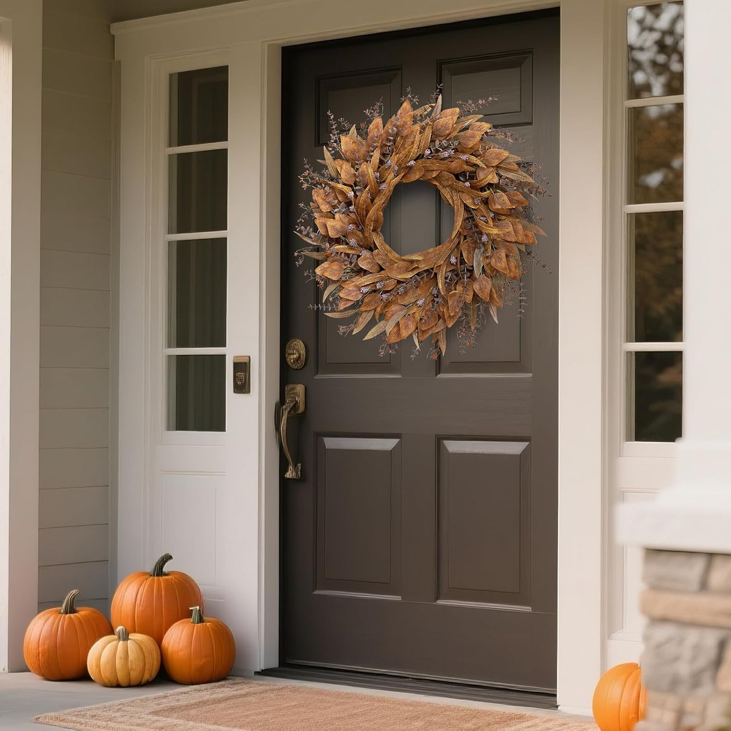 26” Eucalyptus Wreath for Front Door – Autumn Large Artificial Eucalyptus Outdo