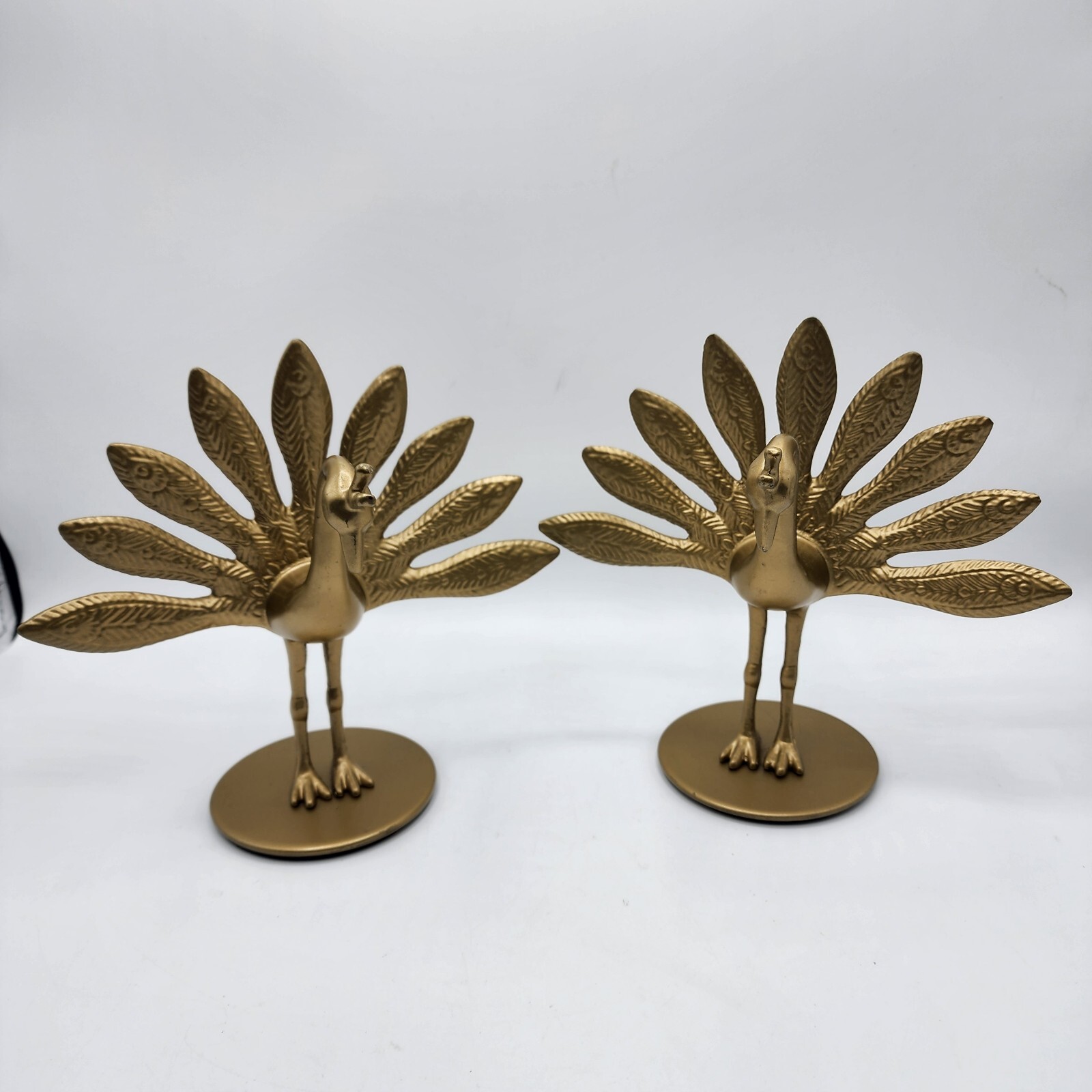 IKEA Markniva Decorative Brass Like Peacocks Figurines Lot of 2 Preowned.