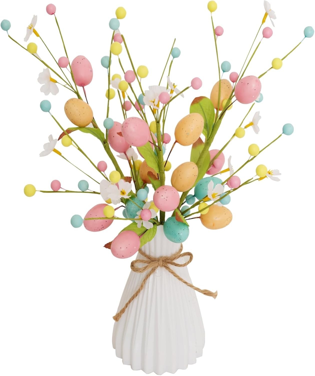 Artificial Easter Stems Spring Berry Picks with Eggs and Colorful Berries Lea…