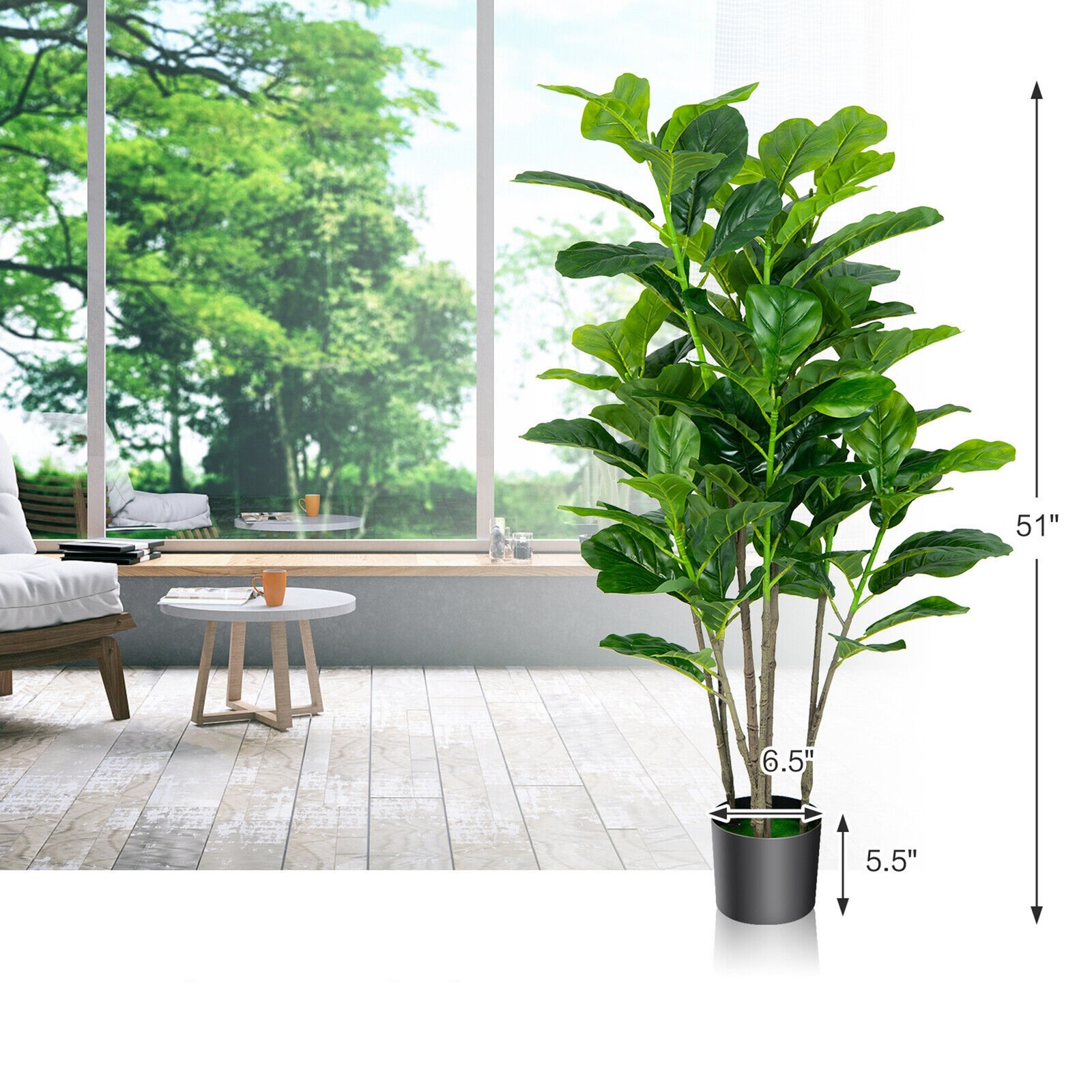 4.2′ Artificial Tree 2-Pack Artificial Fiddle Leaf Fig Tree for Indoor Outdoor