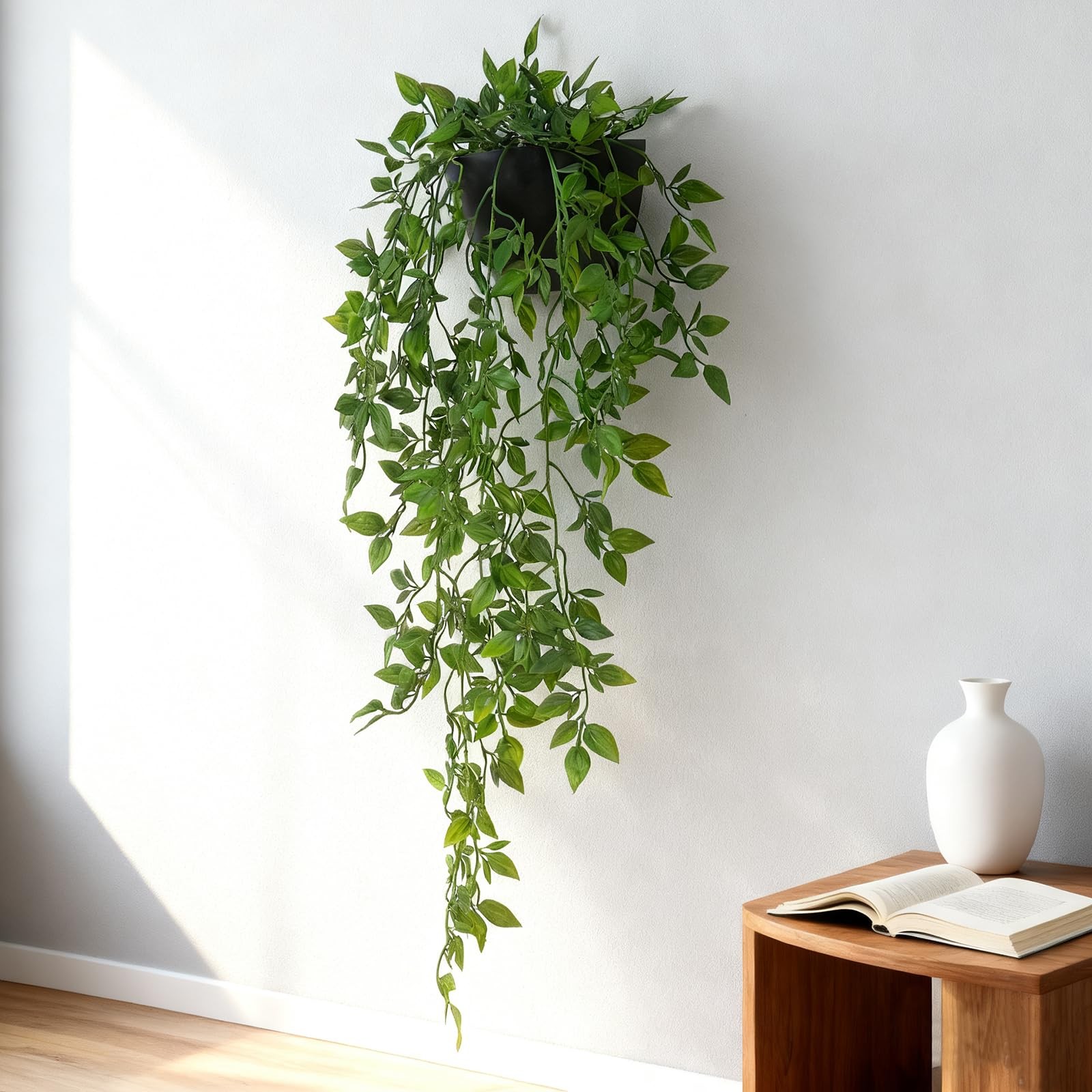 Artificial Hanging Plants 2 Pack, Fake Mandala Vine Greenery with Wall Plante…
