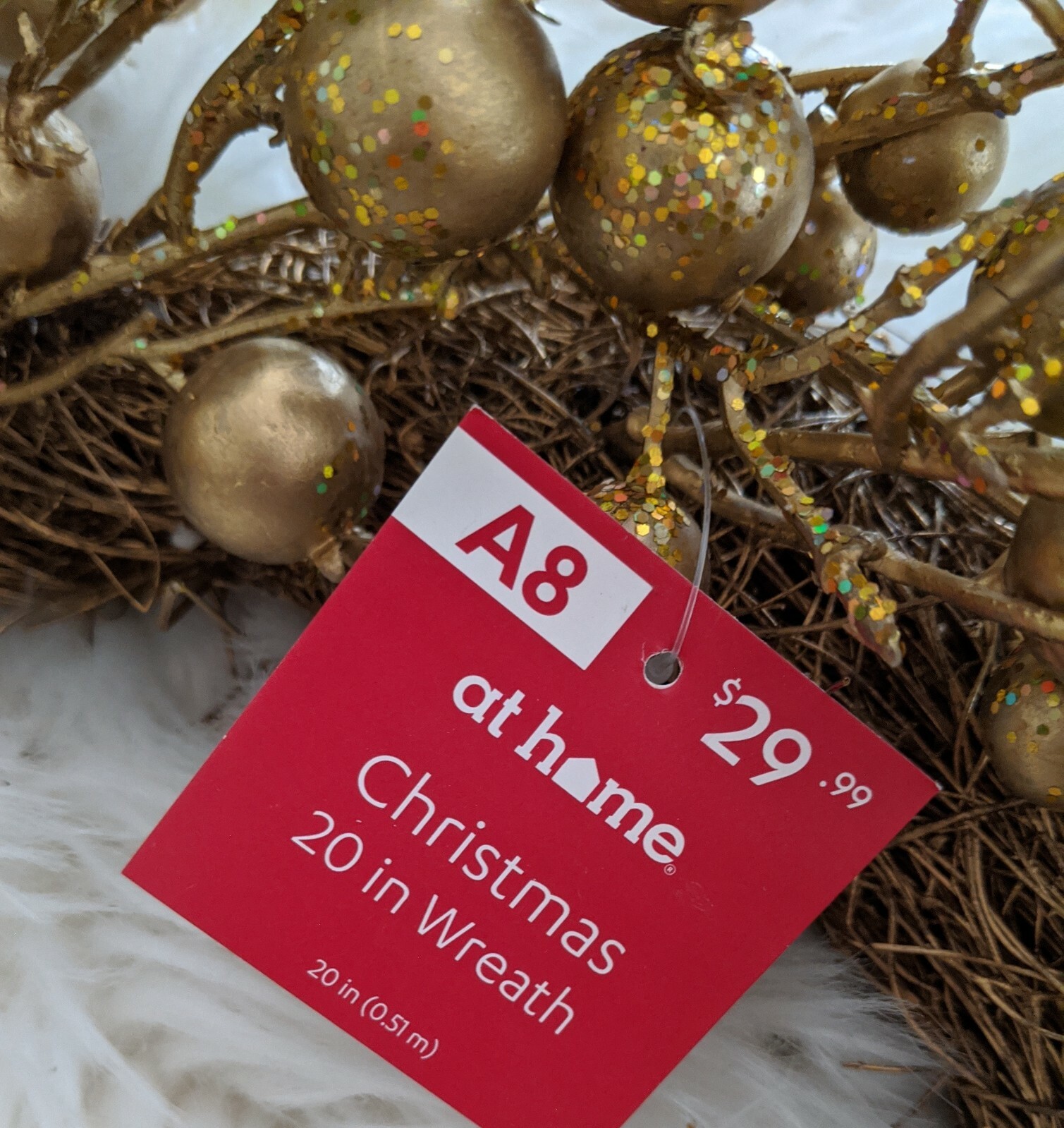 20 Inch Gold Glitter Ball Fall Wreath Glitter Twig Decoration Christmas Decor