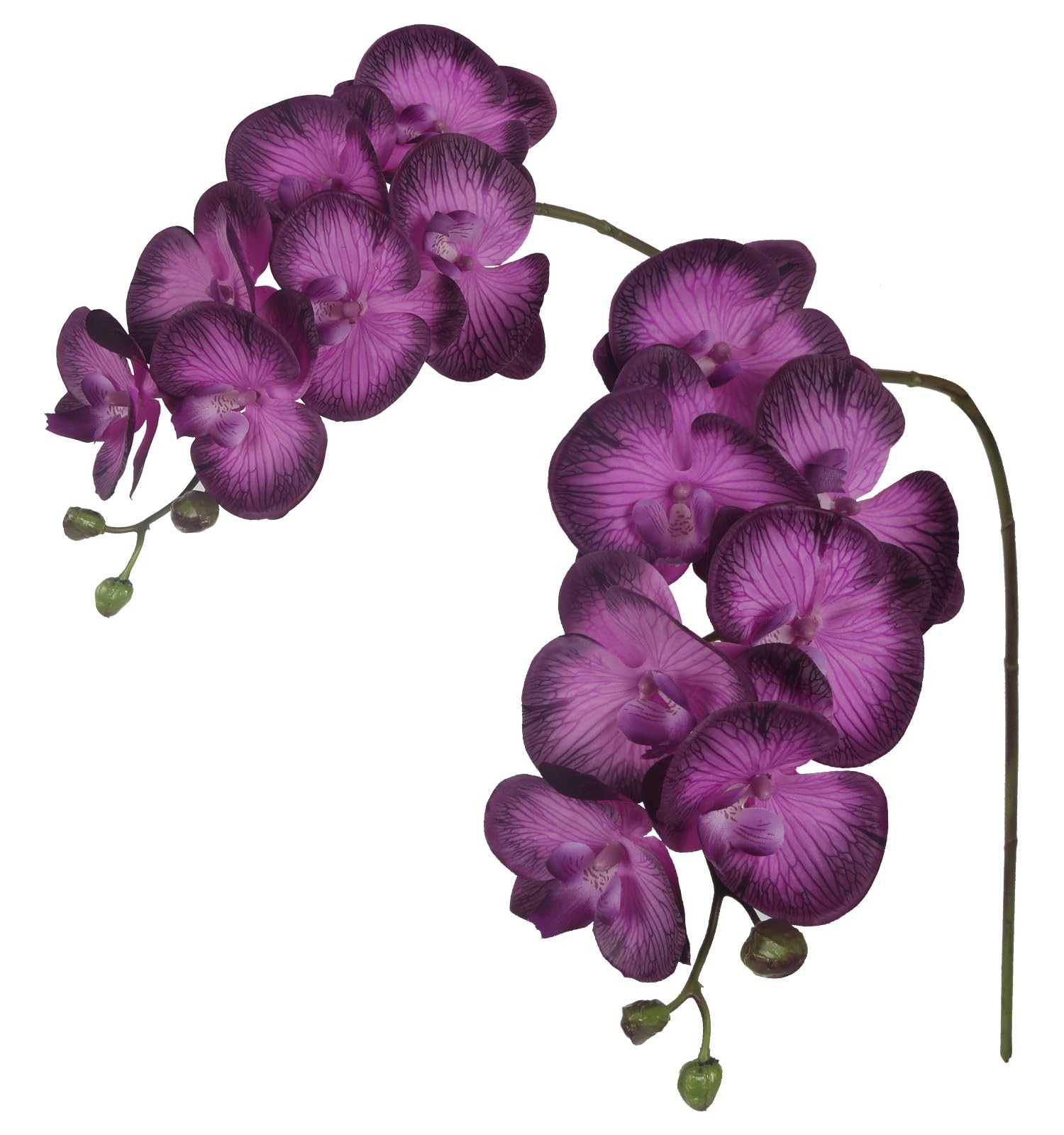 Dark Purple Orchid Artificial Flowers 34.3″ Real Touch Fake Orchid Latex Purp…