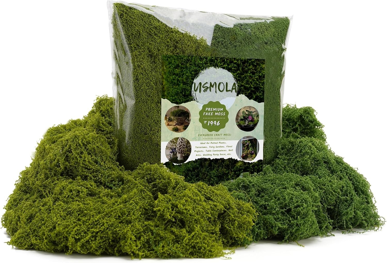 Dual-Color Fake Moss for Potted Plants Indoor, 7OZ Realistic Artificial Moss …