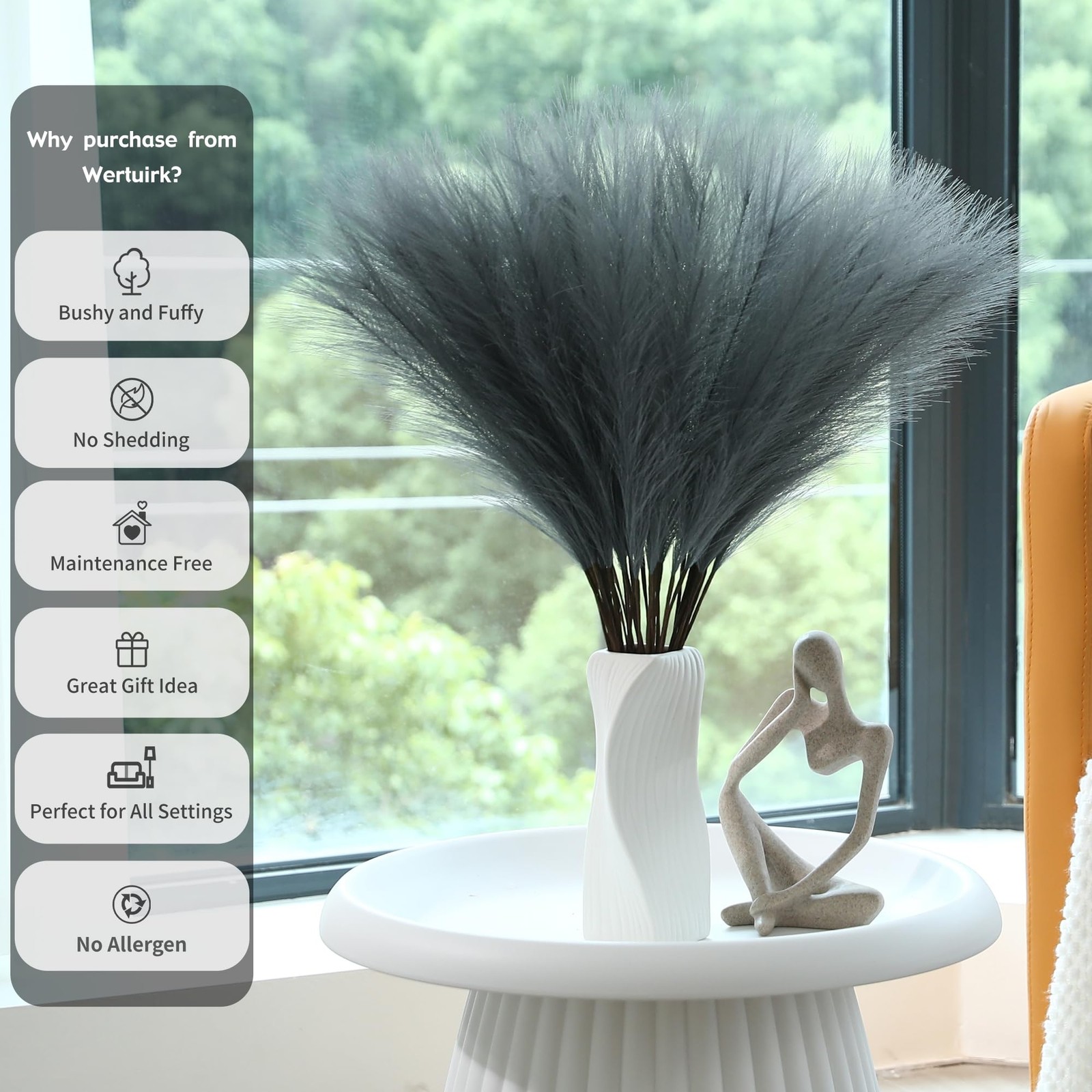 Grey Pampas Grass Decor – 30pcs 24 Inch Long Faux Pampas Grass Decor, Artific…