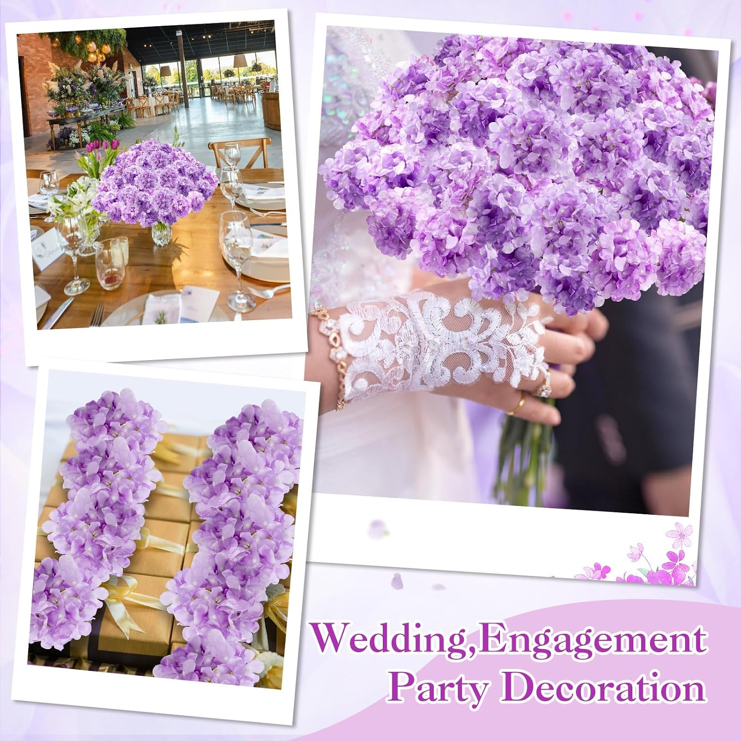 200 Pcs Hydrangea Artificial Flowers Bulk 7.48 Inch Artificial Hydrangeas with R
