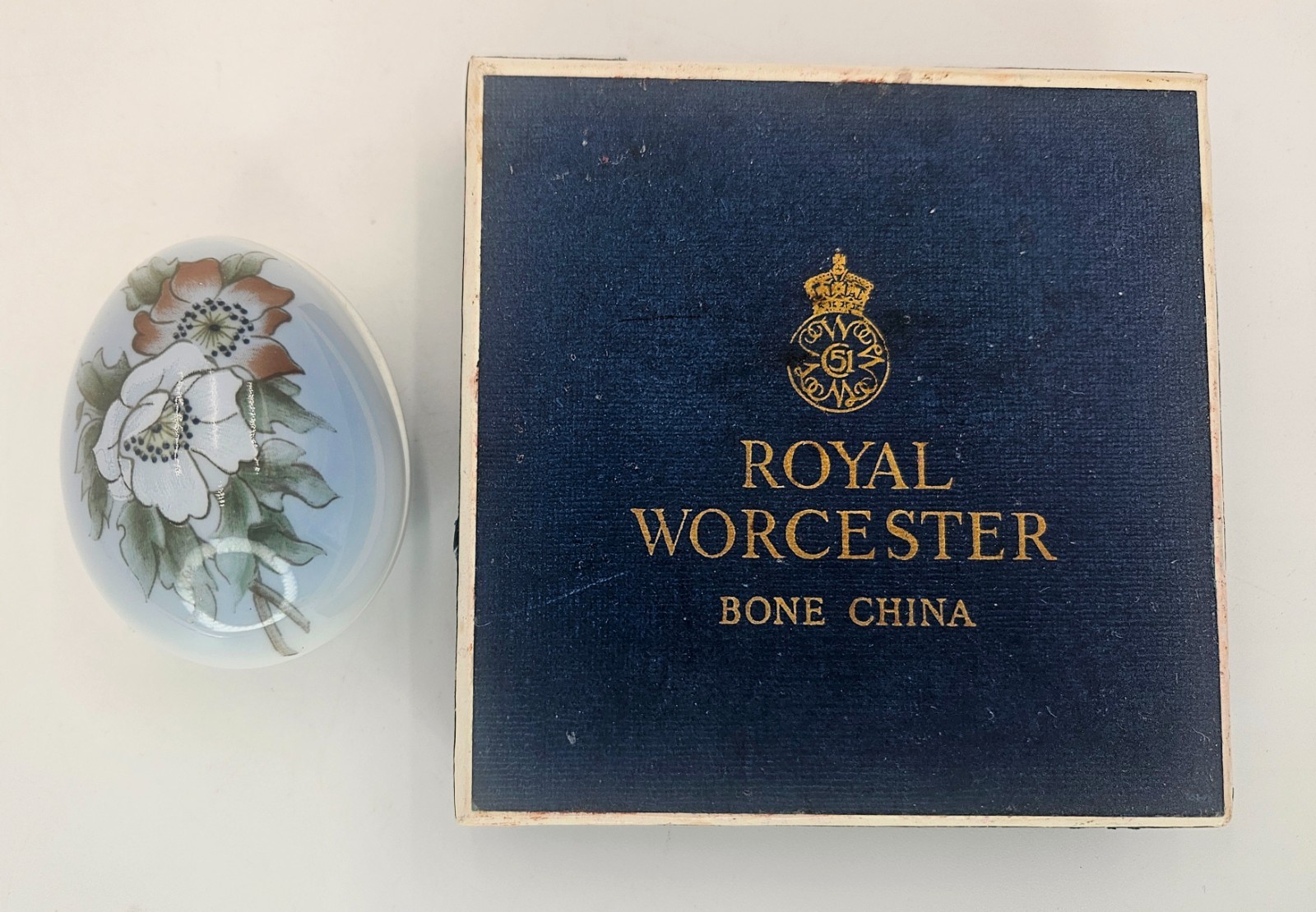 Royal Worchester Mini Floral Plate and Bing and Grondahl Floral Egg 1987