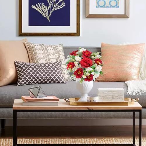 Artificial Flowers Red Rose Peony Hydrangea Silk Flowers,Bridesmaid Flower Bouqu