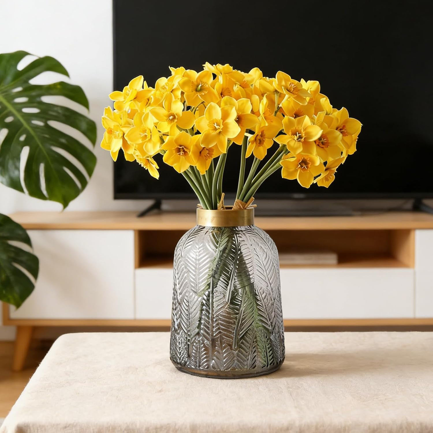 Artificial Daffodil Flowers 15.8 Inches Narcissus Spring Flower Fake Silk Flower
