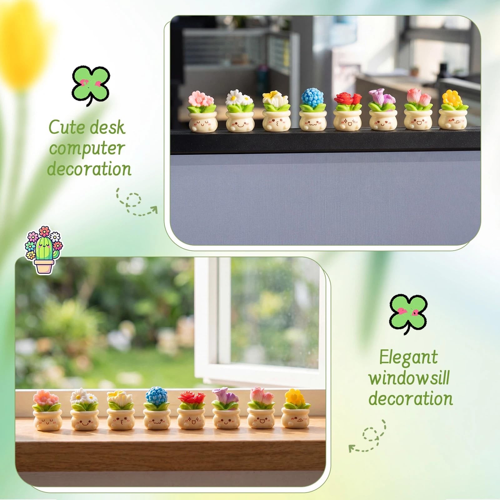 Set of 8 Car Dashboard Decorations Flowers Cute Car for Mini Flower Pot Vehic…
