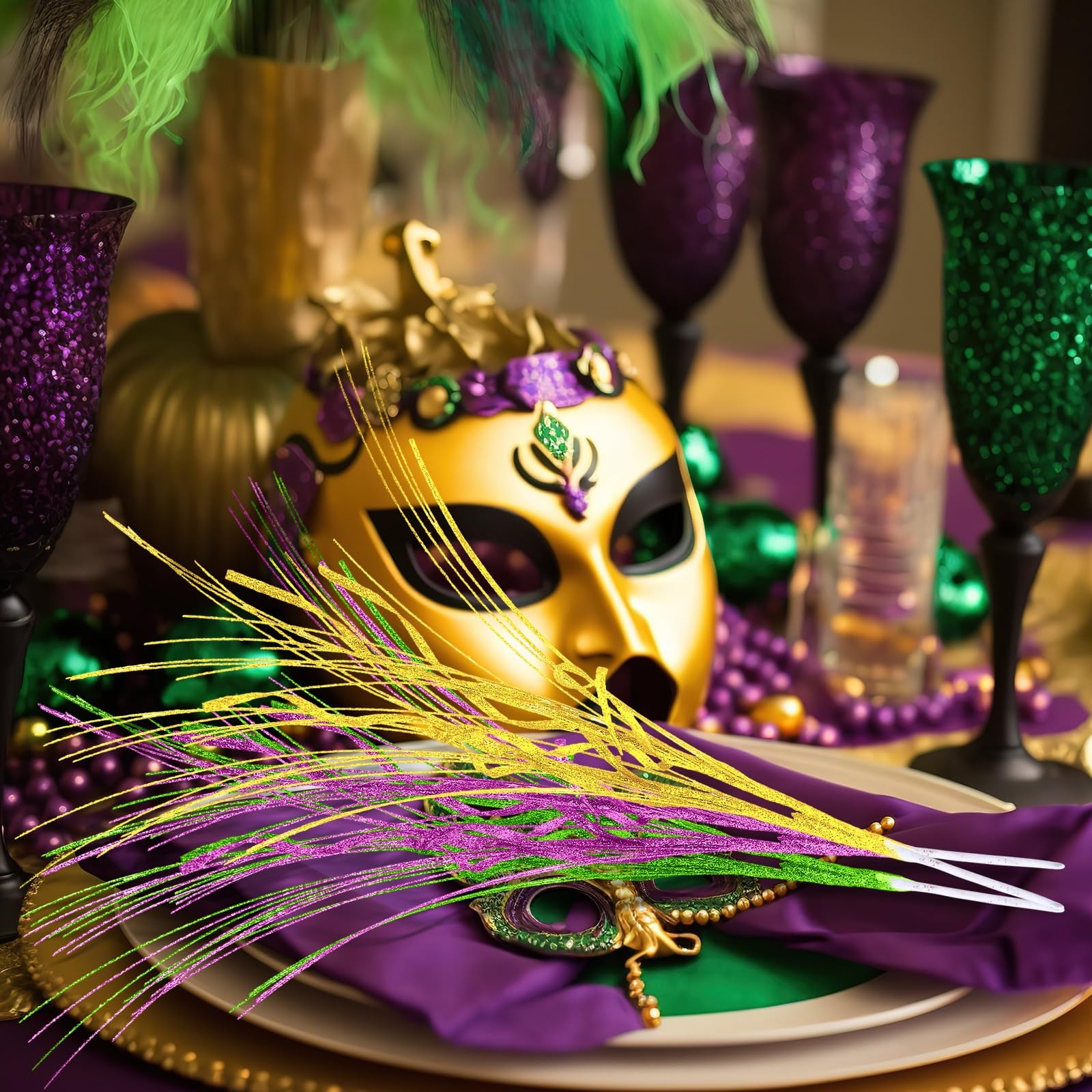 12 Pcs Mardi Gras Glitter Picks Mardi Gras Table Centerpiece Decoration 16” …