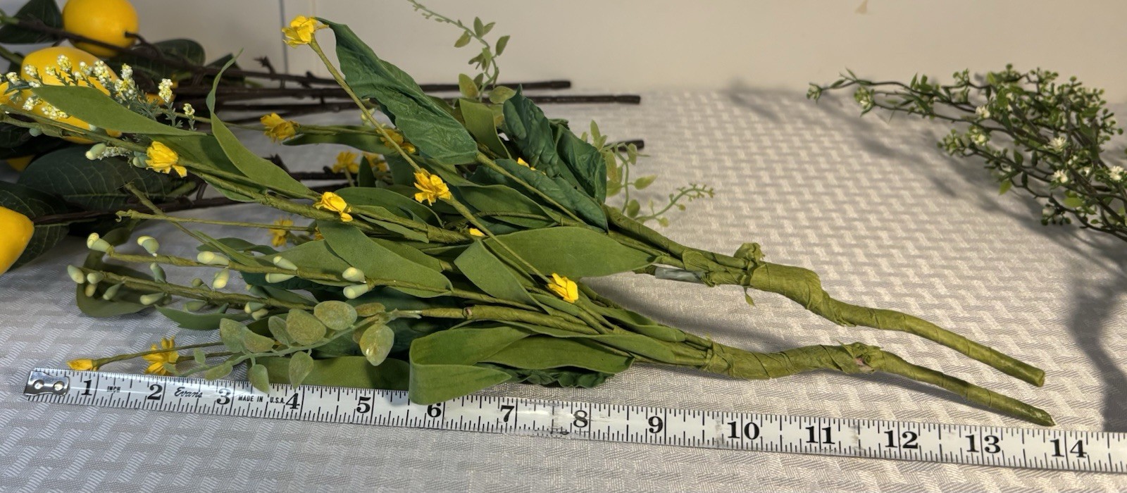 Artificial Lemons on Branches Yellow & White Floral Sprigs Bouquet