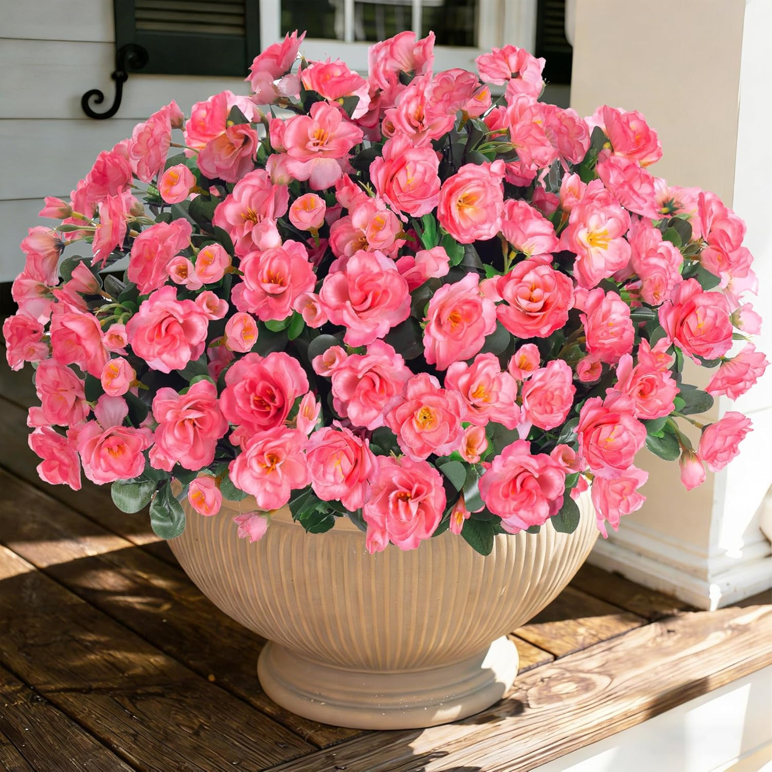 Artificial Faux Flowers Plants for Outdoor outside Spring Decoration, Fake Silk