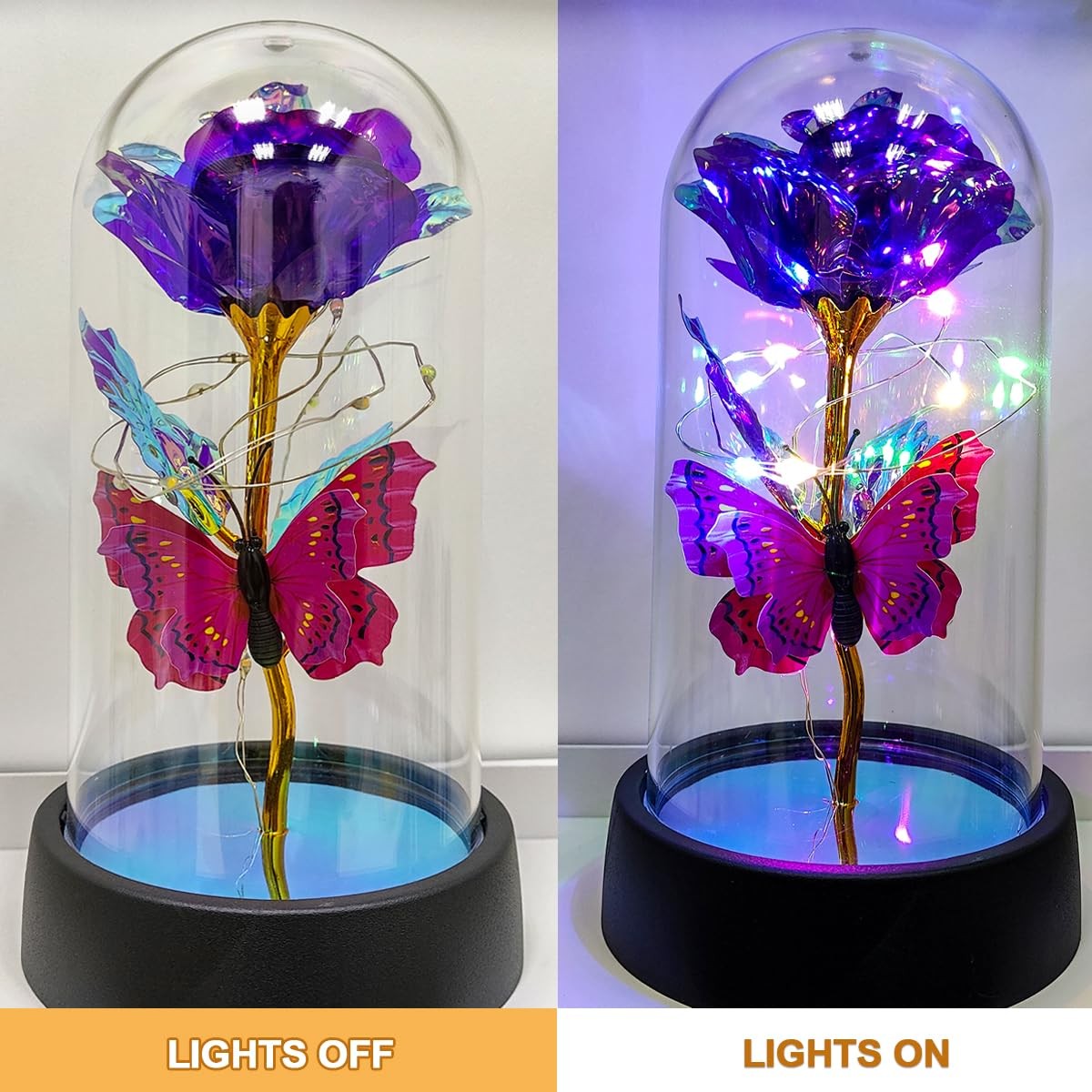 Gift for Women Gift for Mother Forever Rose Light Up Glass Dome Gift, Brand New