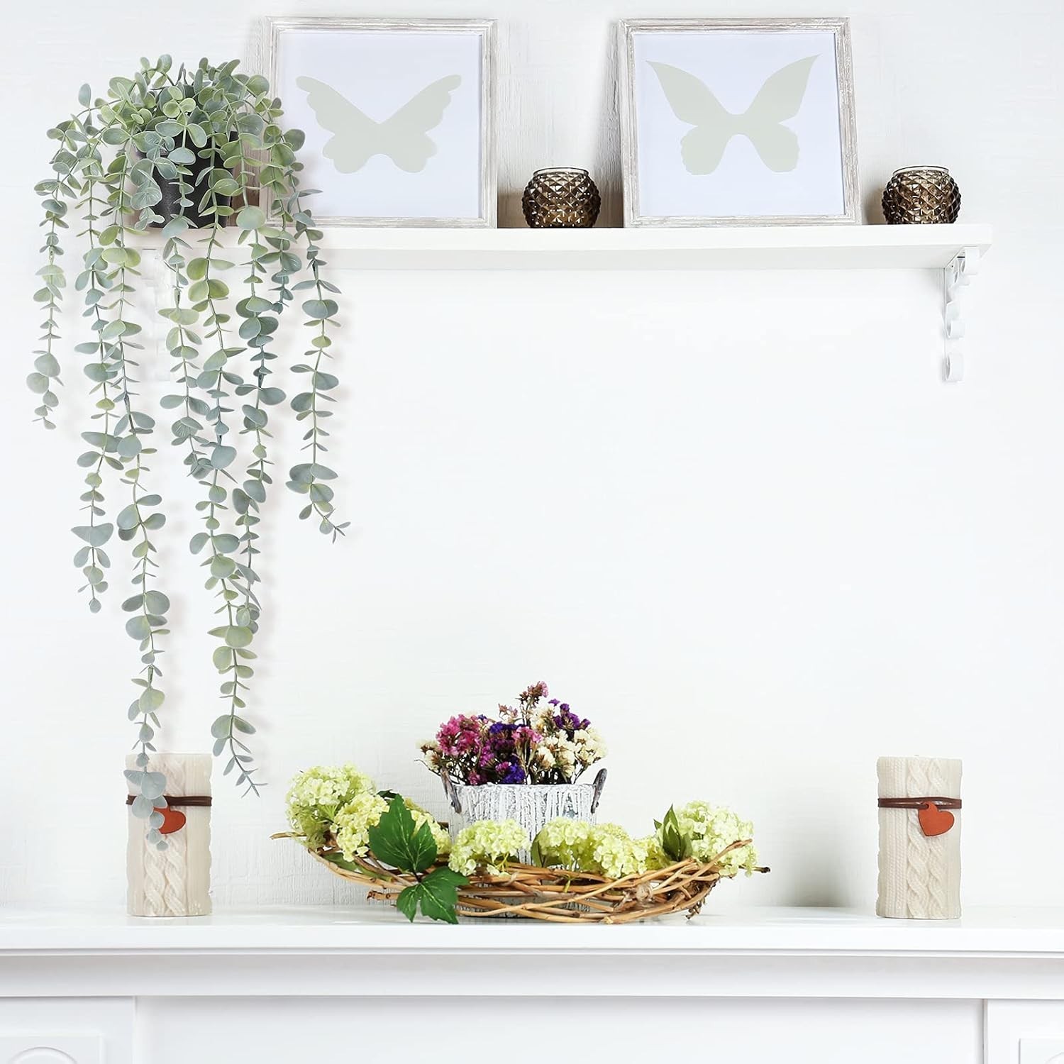 1pcs Artificial Hanging Plants, Fake Potted Eucalyptus Faux Hanging Plant for…