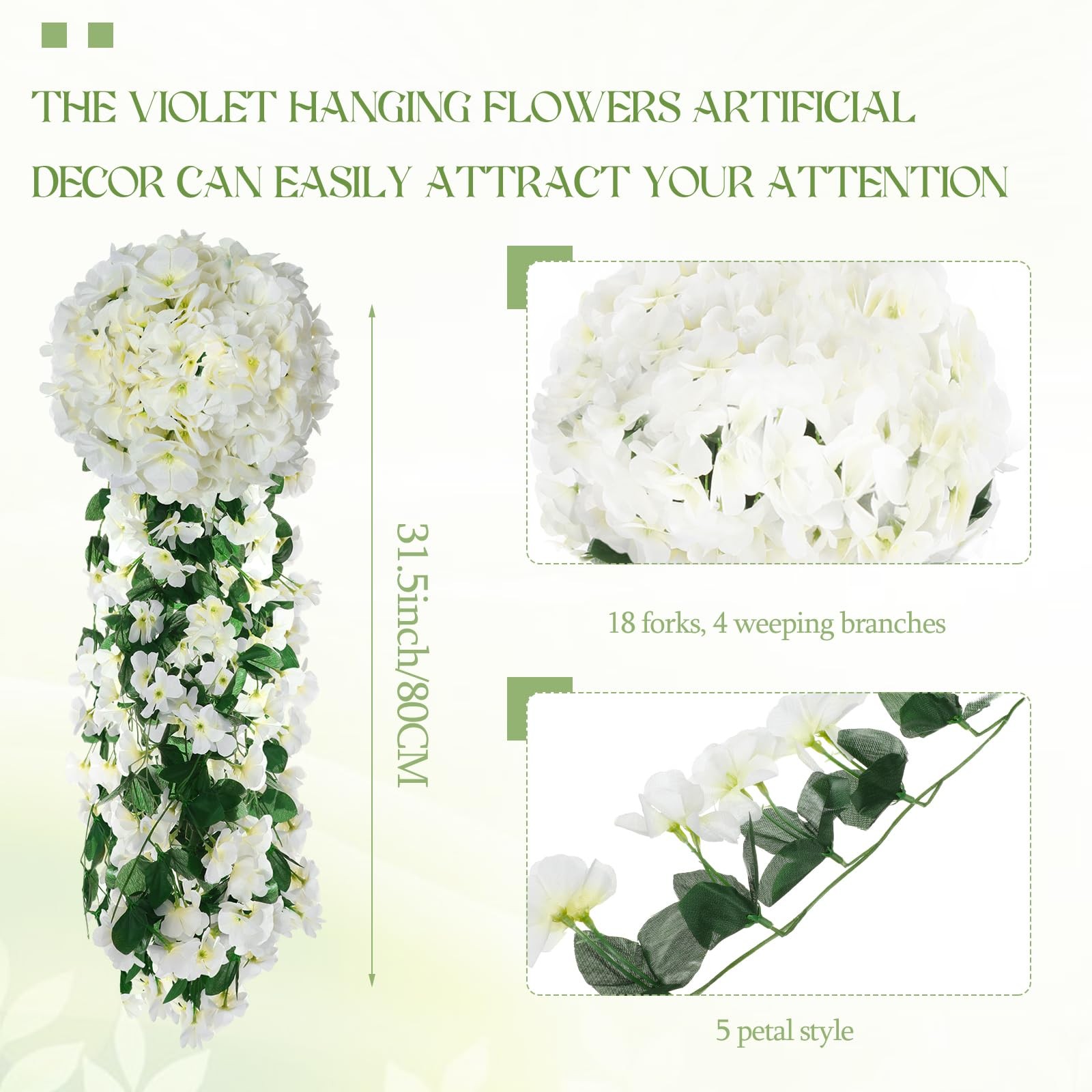 4 Pack Artificial Hanging Flowers for Outdoor Violet Fake Hanging Plant 5 Pet…