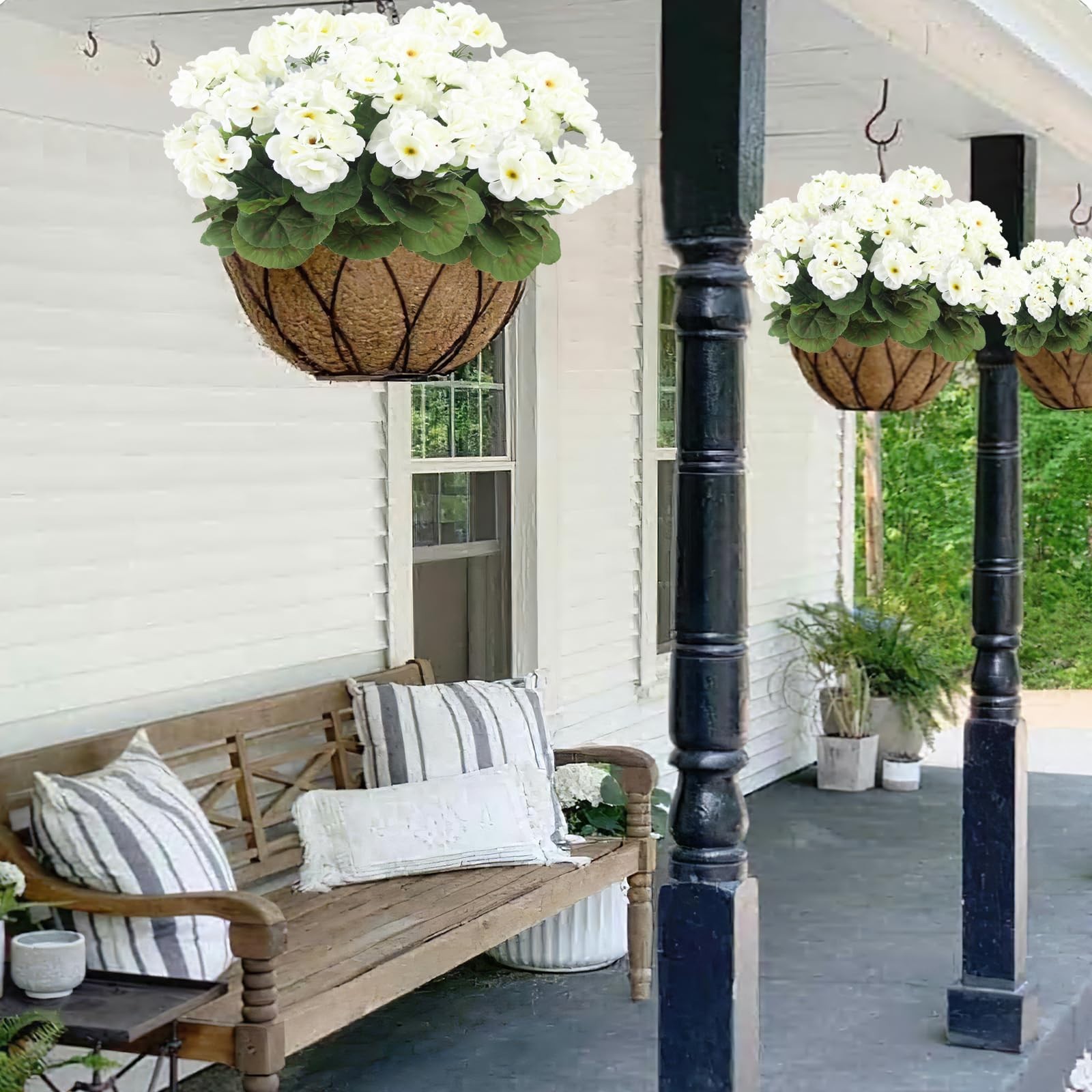 3 Pcs UV Resistant Artificial Geraniums – Silk Faux Flowers for Garden, Home Dec