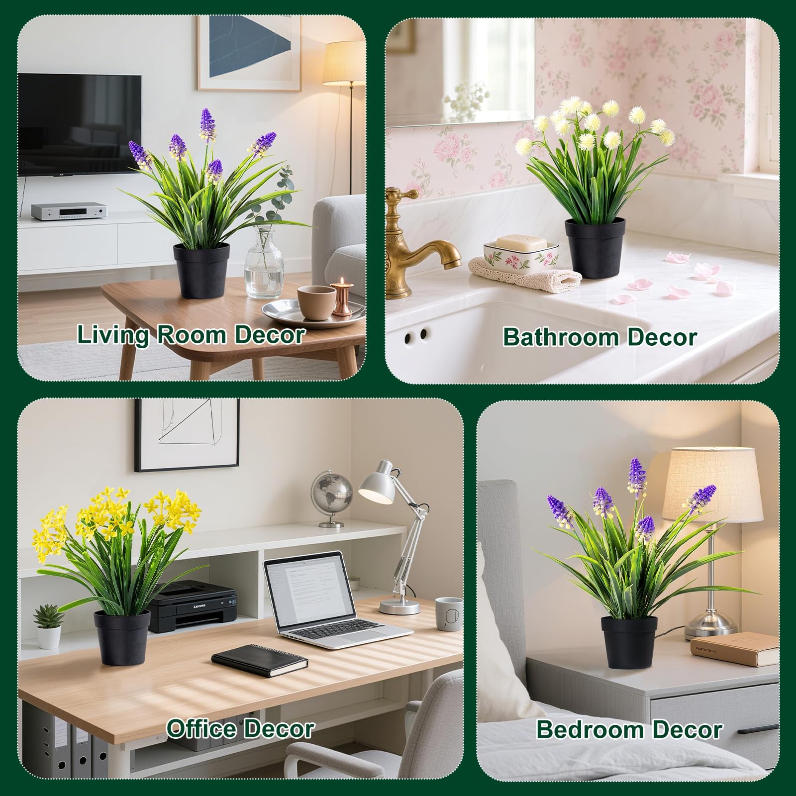 3 Pack Fake Small Plant Artificial Potted Flowers for Home Decor Fake Flower …