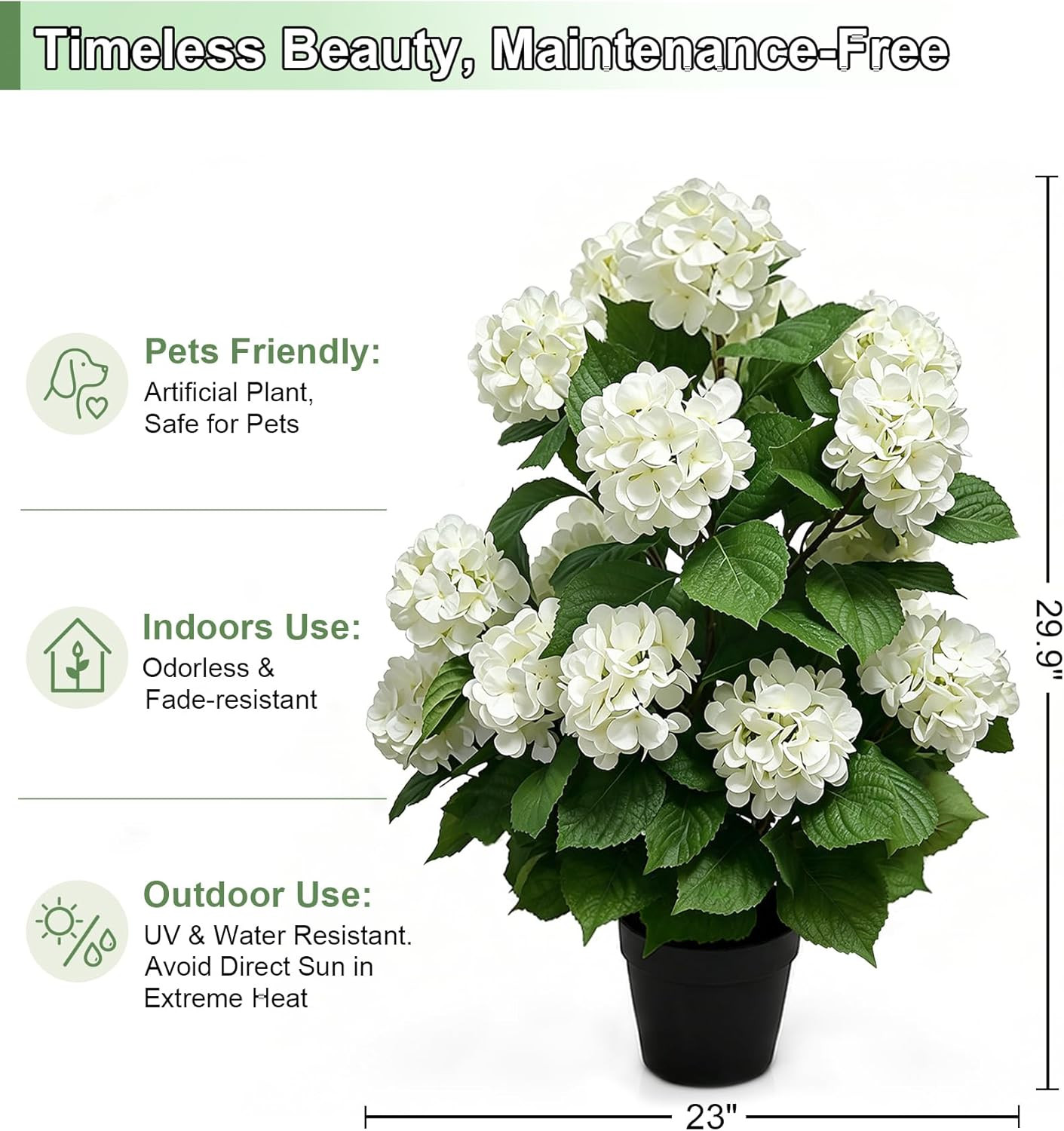 Artificial Hydrangea Tree 29.9″ Tall Set of 2, Faux Hydrangea Flowers in Pot, UV