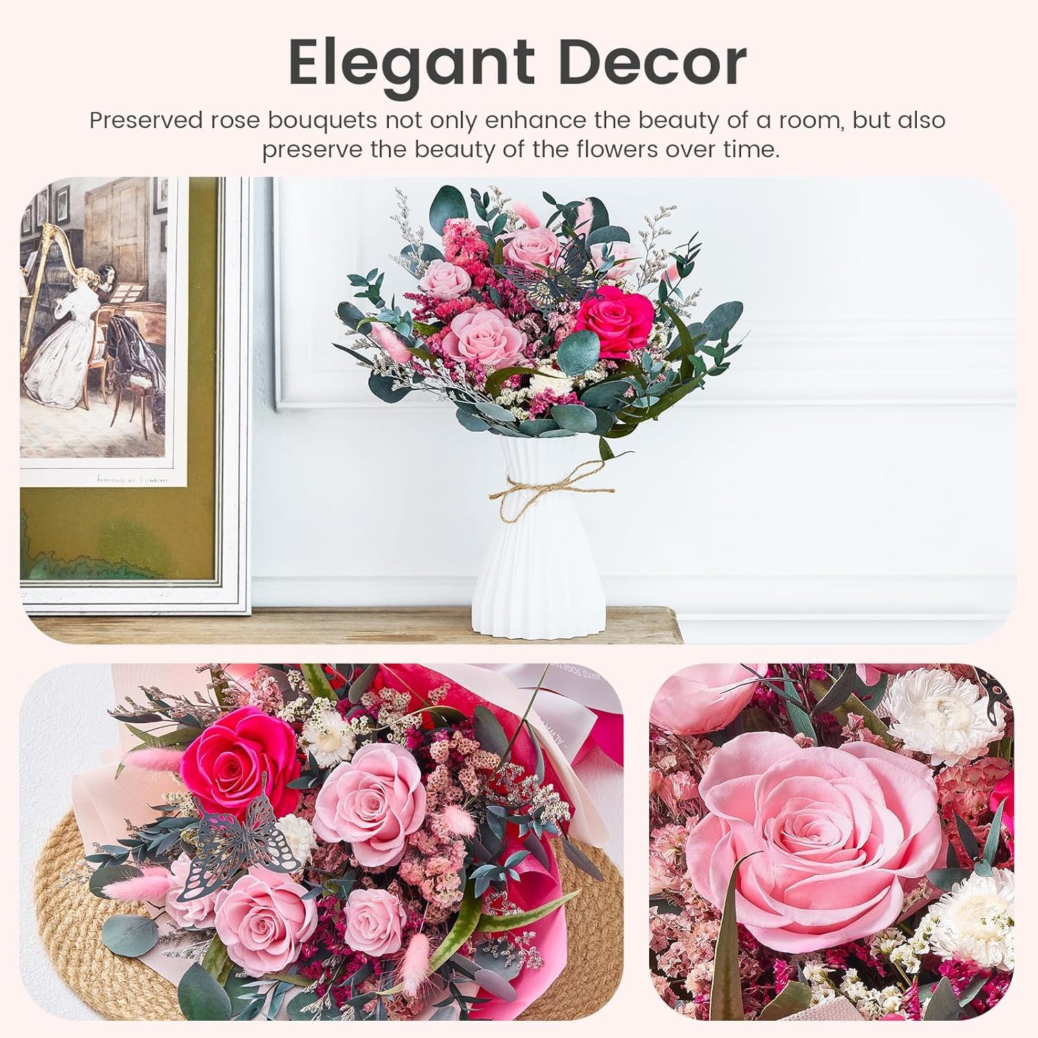 Polylove Flowers for Delivery Prime Forever Bouquet Hot Pink
