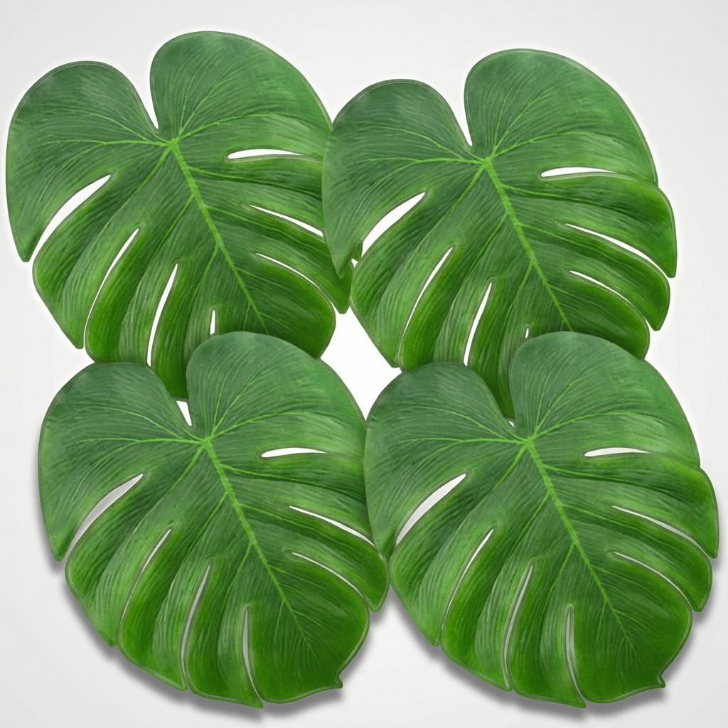 60 Pcs Large 13 Tropical Leaves Artificial Green Monstera Decor Supplies