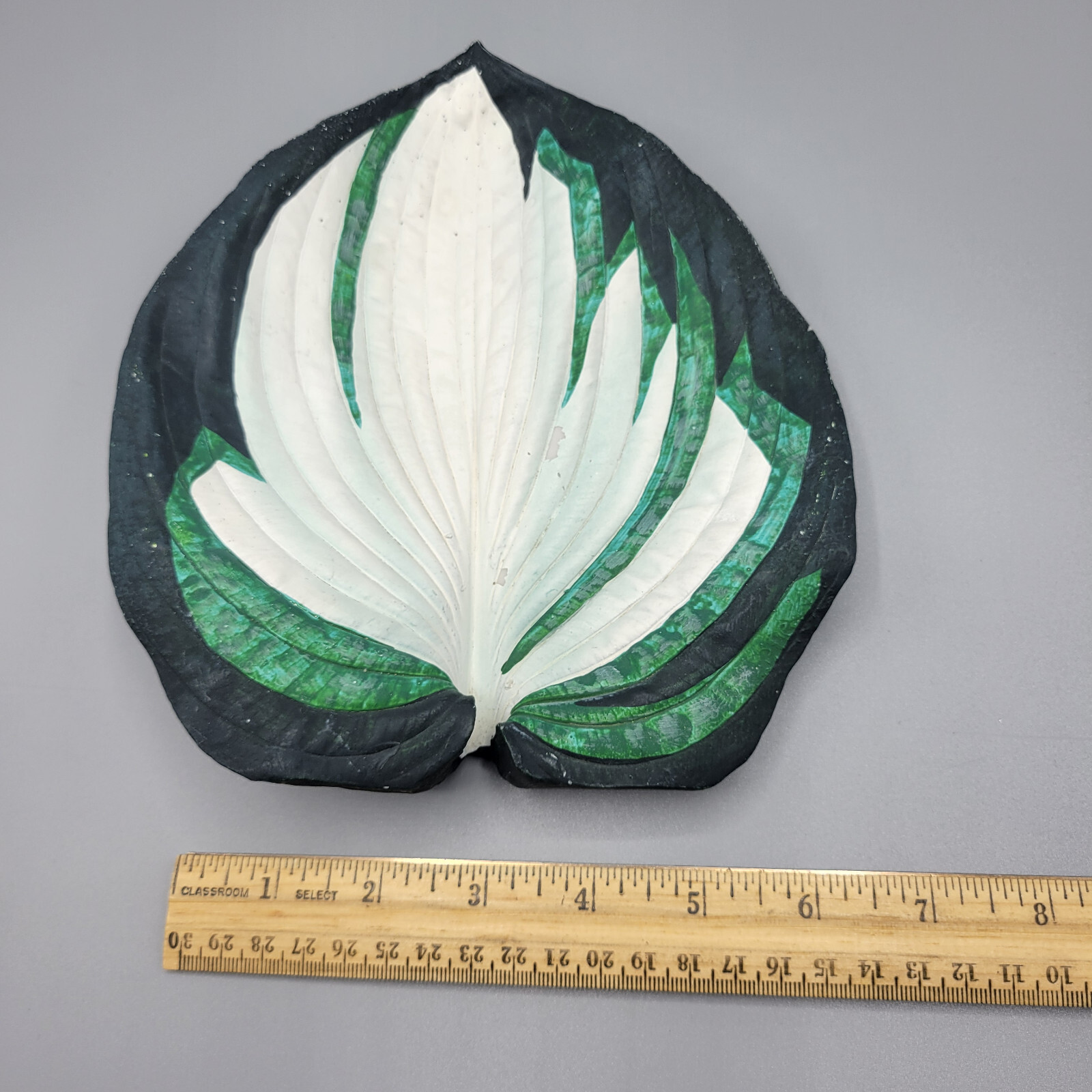 Natures Splendor Green White Hosta Plant Leaf Dish Decor Signed L Hulst 2006