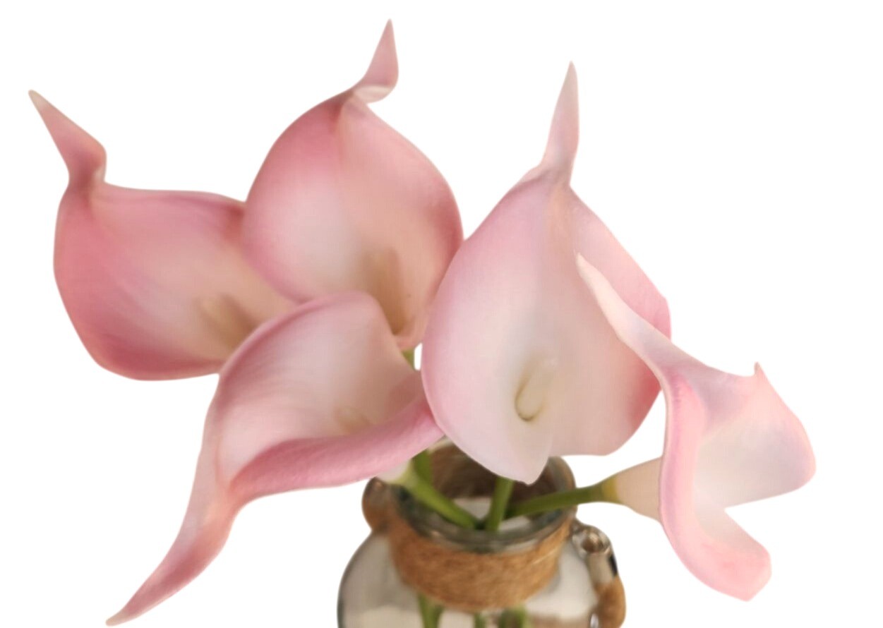 Blush Pink Faux Calla Lily Stems 15 Inch Wedding Artificial Flowers Spring Event