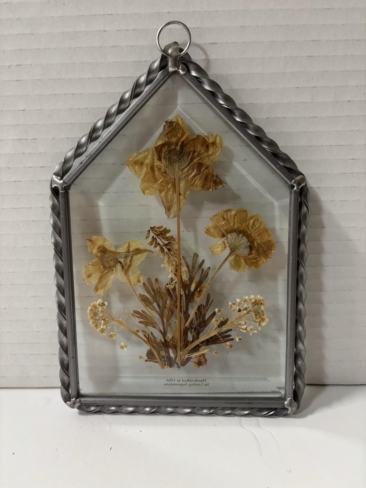 Lasting Impressions Glass Framed Pressed Dried Flowers Wall Decor 7”x5” Vintage