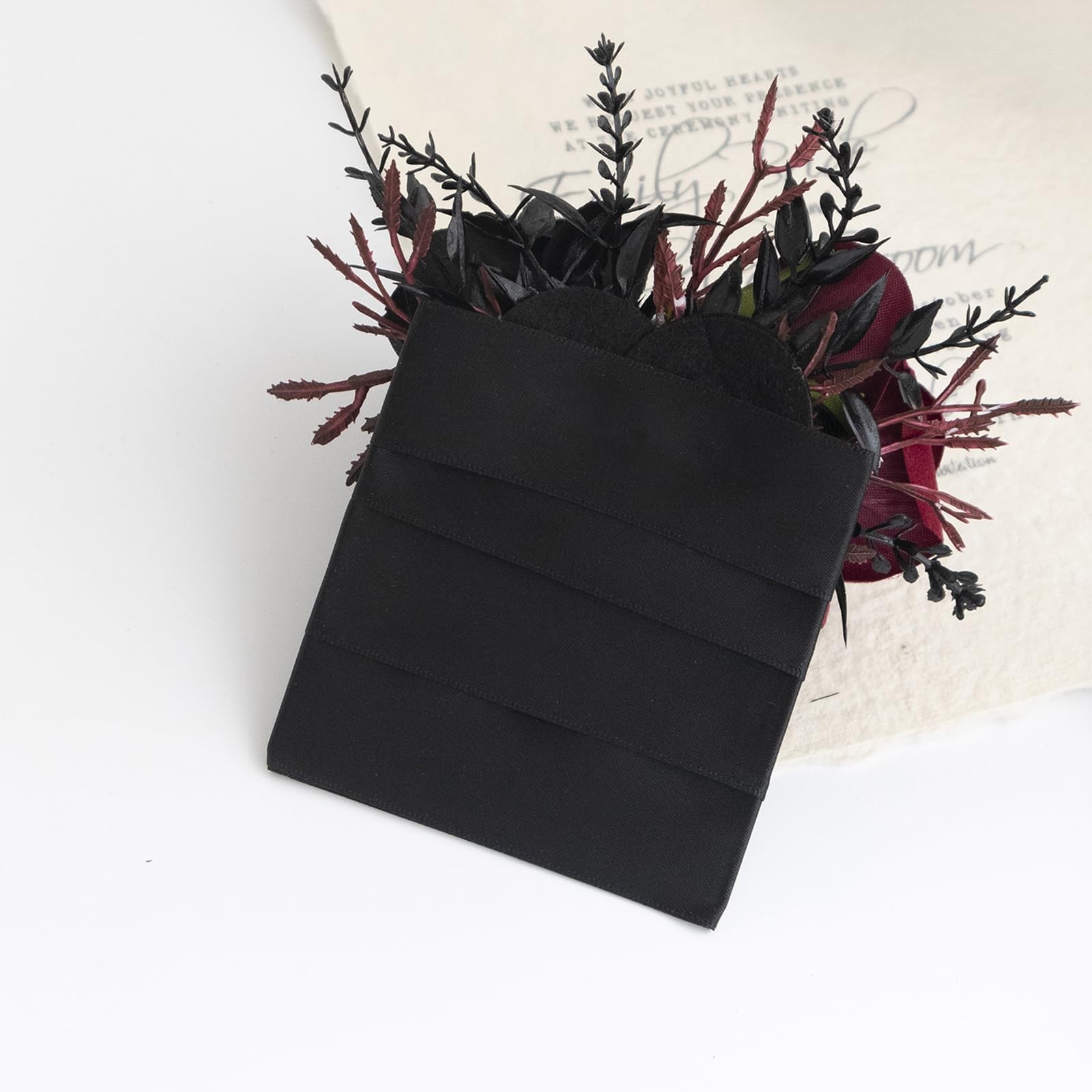 6 PCS Black Burgundy Rose Pocket Boutonniere Pinless Clip Groom Wedding Prom