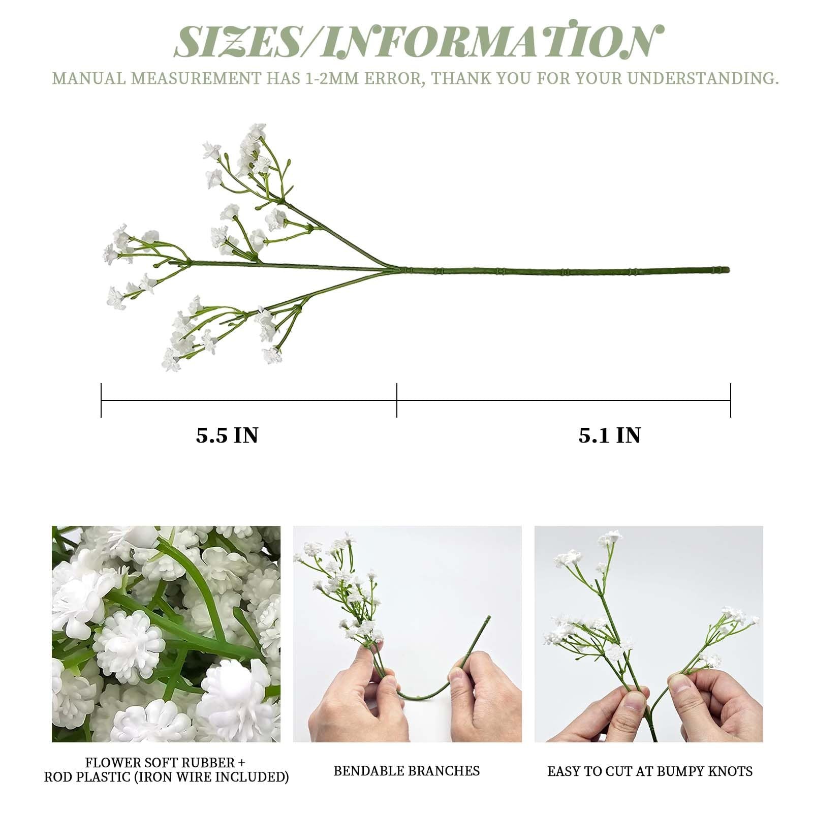 Artificial Babys Breath Flowers Bulk White Fake Floral Decor 28CM 36 PCS