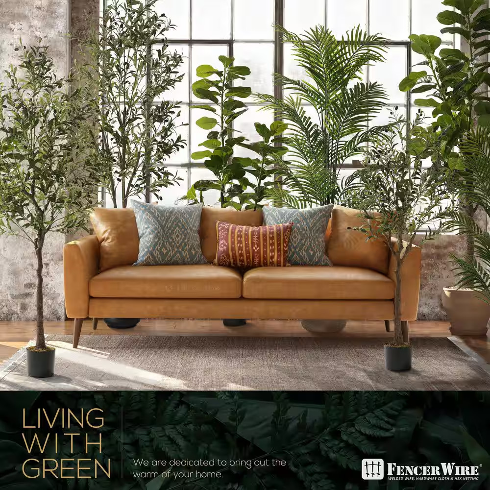 7 Ft. Green Artificial Palm Tree, Faux Dypsis Lutescens Plant in Pot with Dried