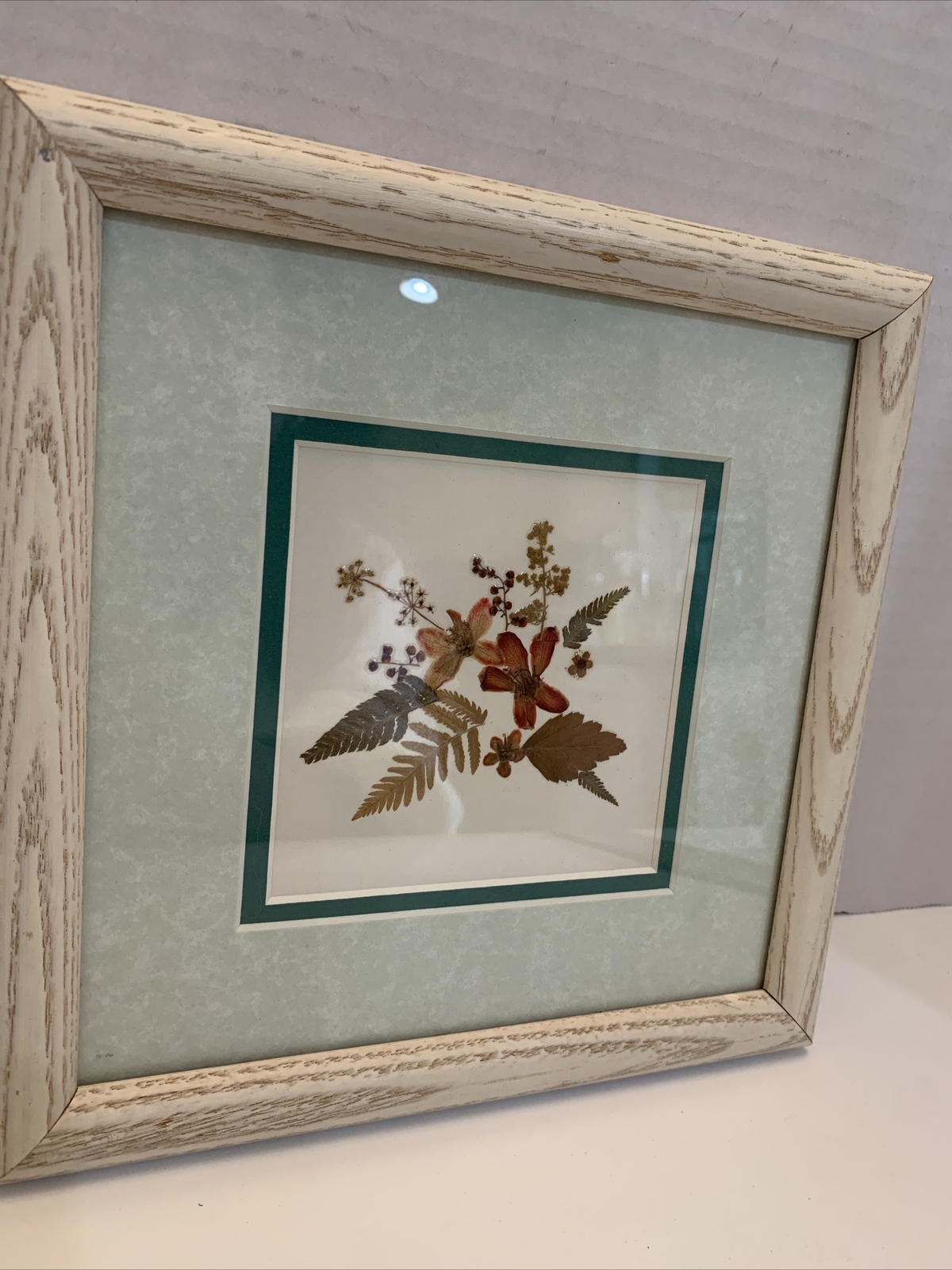 Dried Pressed Flowers Wall Hanging Art Floral Handmade Vintage Framed 9” Square