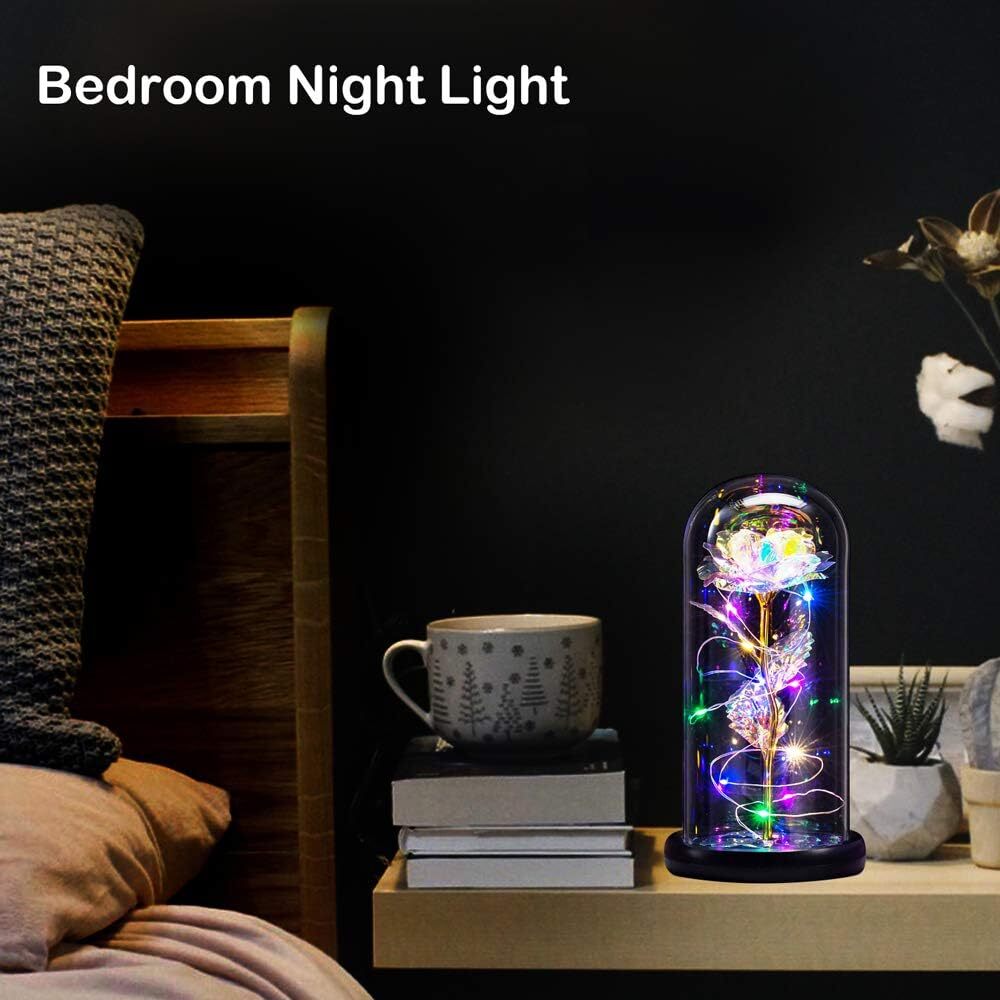 Eternal Forever Galaxy Rose Flower In Glass Dome LED Light Valentine’s Day Gift