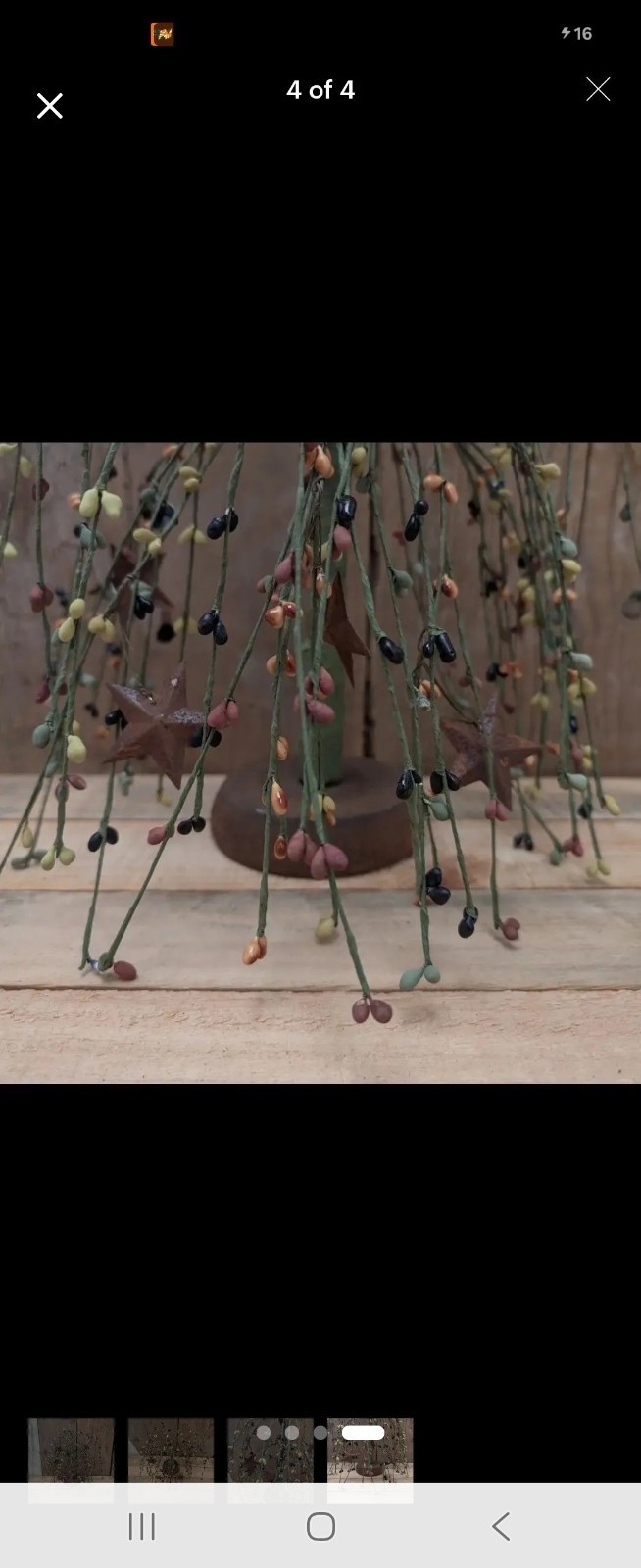 New – 11″ Multi-Color Pip Berry & Rusty Stars Willow Tree – 4″ Base Dia