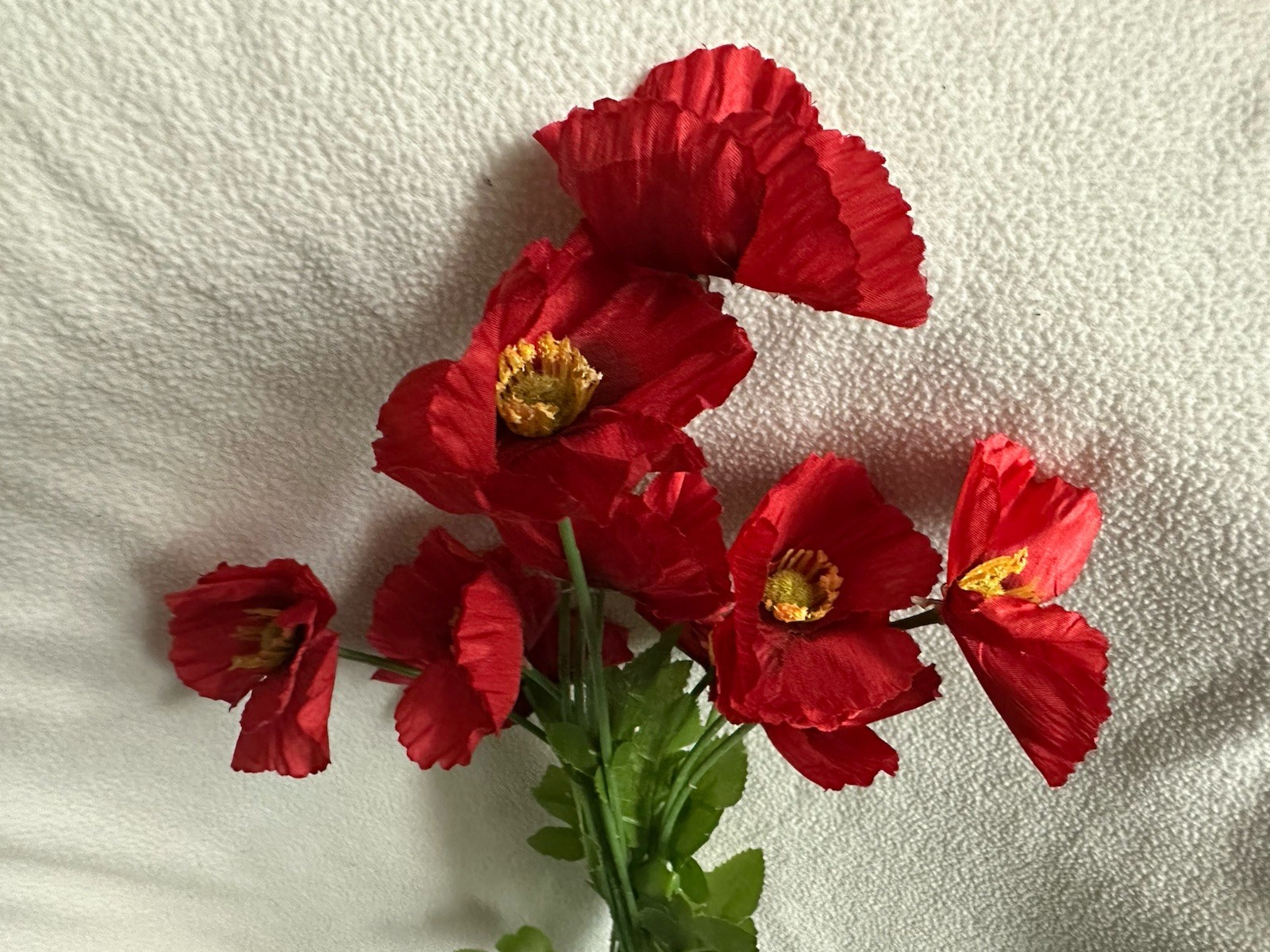 3 Bundles Artificial Red Corn Poppy Flowers Fabric Bouquets
