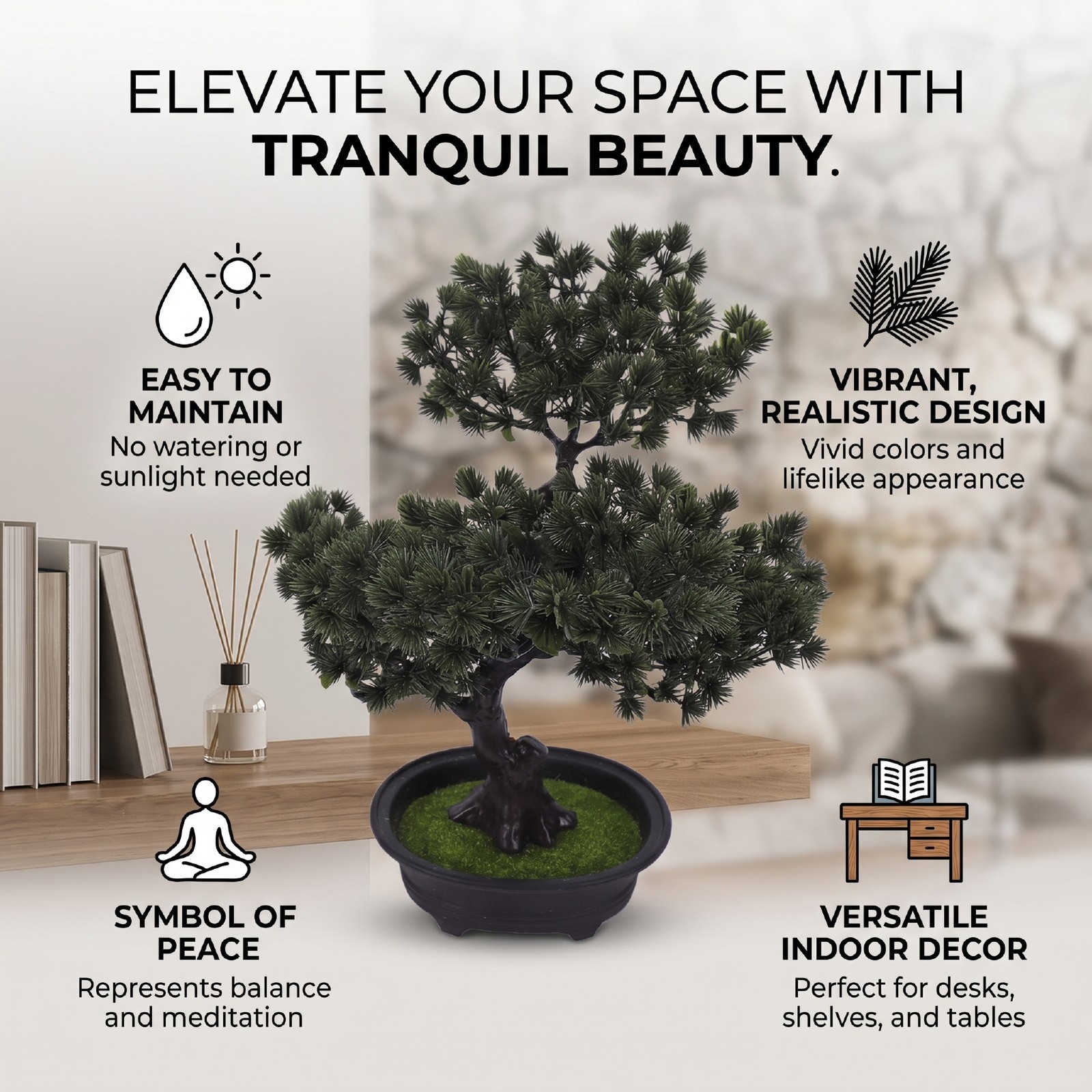 Artificial Bonsai Tree Indoor Small Fake Plant Faux Bonsai Tree Wi CHU