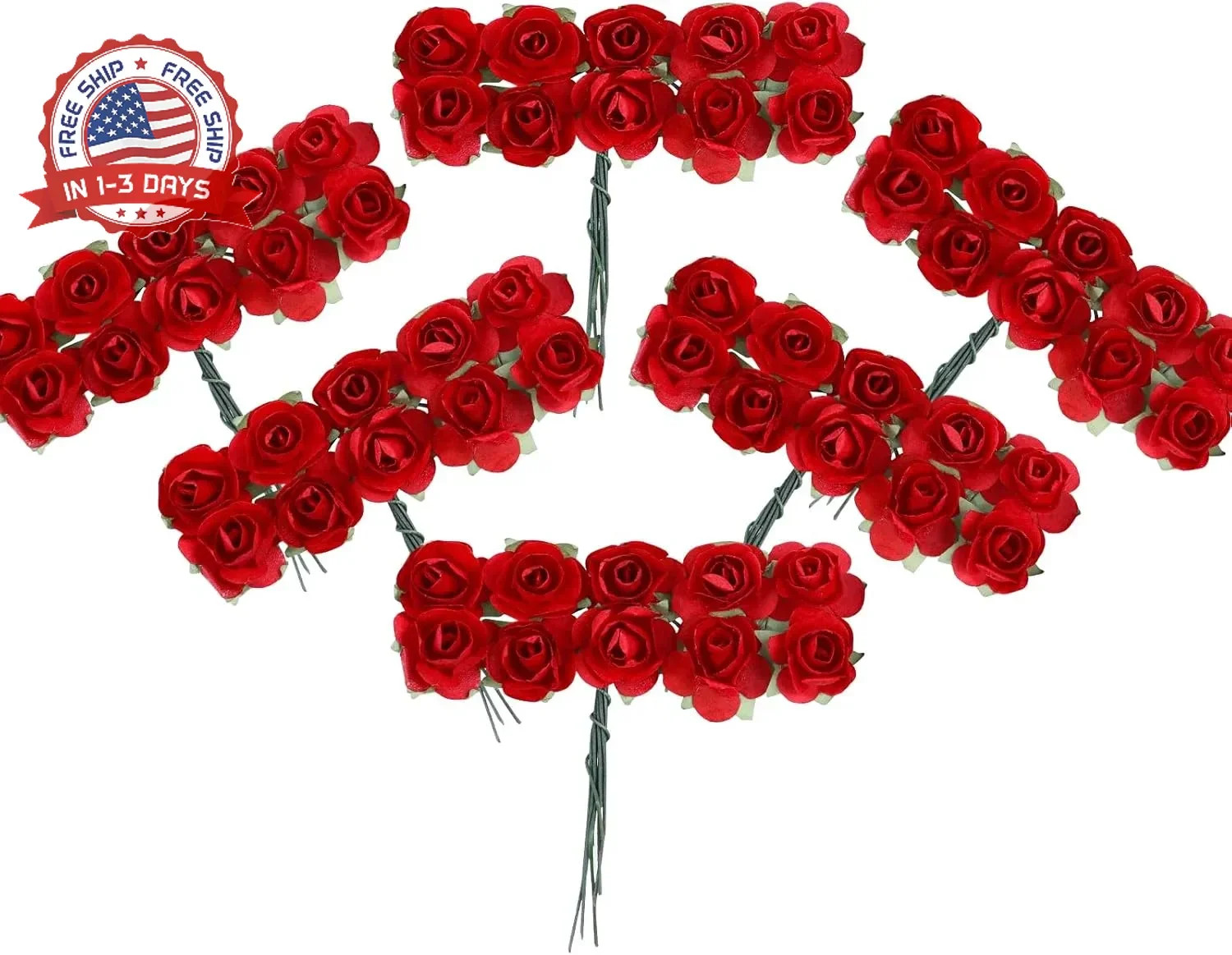 CCINEE 120pcs Mini Paper Flowers,Mulberry Paper 1/2″ Artificial Rose Flower with