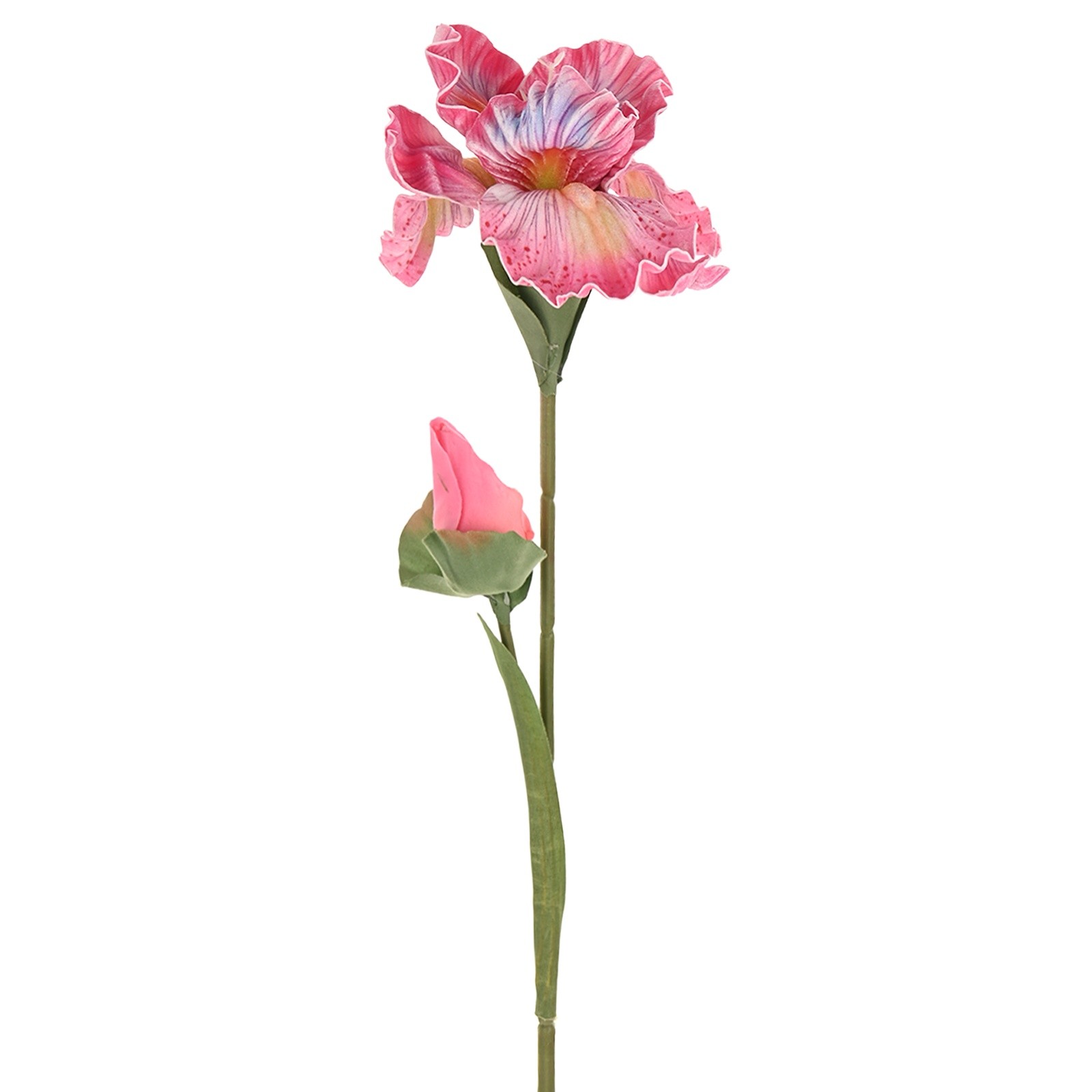 1-Pack Artificial Iris Flowers with Flower Bud 17.7 Inch for Home [Pink]