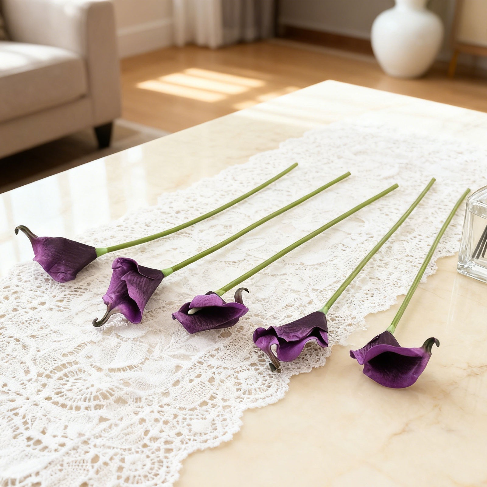 5pcs Realistic Artificial Calla Lily Bouquets for Stylish Home Accents
