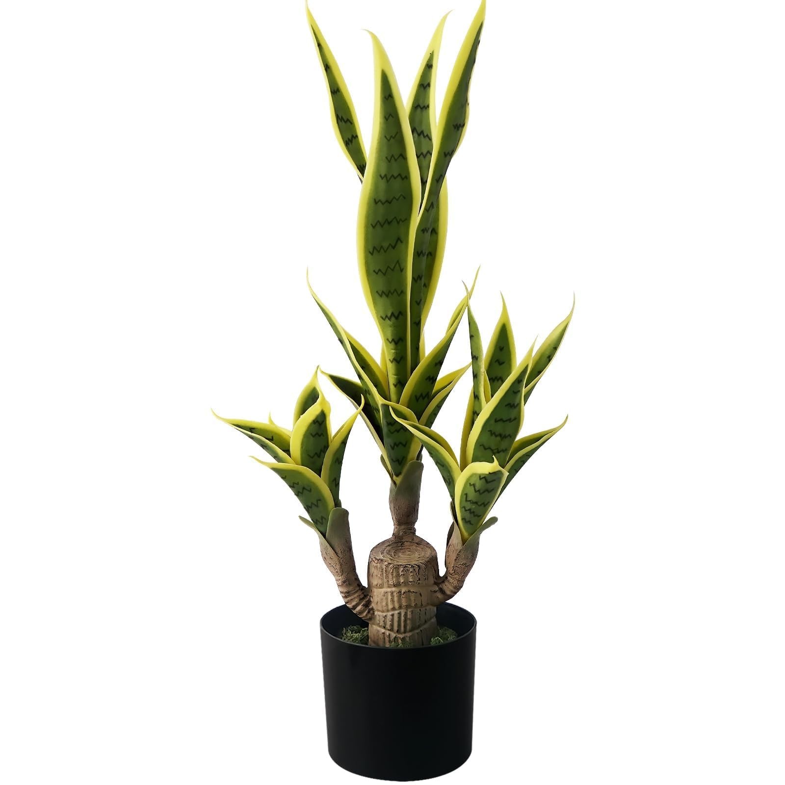 Fake Snake Plant 23.6″ Agave Plant Artificial with Black Pot Fake Sansevieria…
