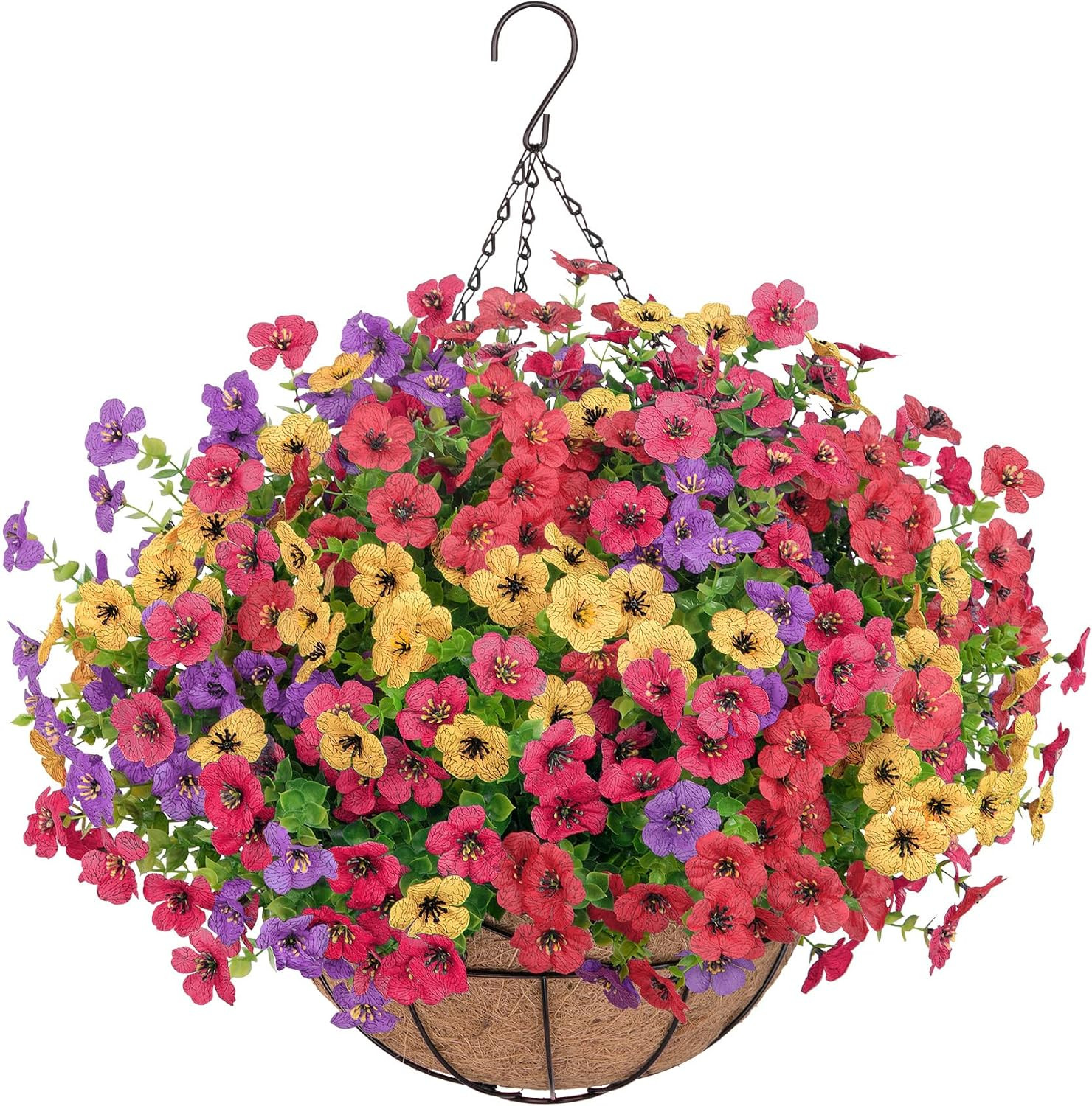 Quality UV-Resistant Artificial Silk Flowers in Basket for Outdoor Decoration